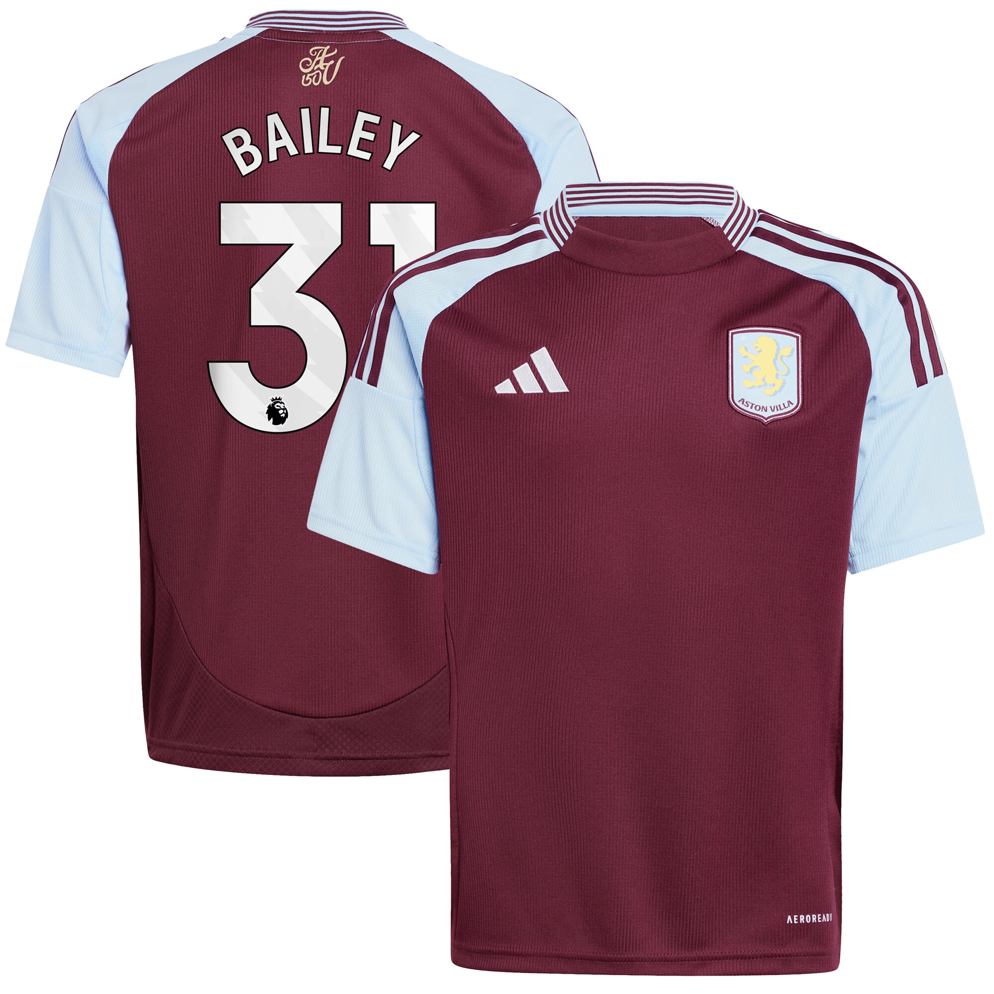 aston villa adidas home shirt 2024-25 – kids with bailey 31 printing Collection | Official Aston Villa Shirts