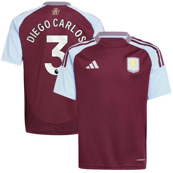 aston villa adidas home shirt 2024-25 – kids with diego carlos 3 printing Collection | Official Aston Villa Shirts