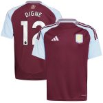 aston villa adidas home shirt 2024-25 – kids with digne 12 printing Collection | Official Aston Villa Shirts