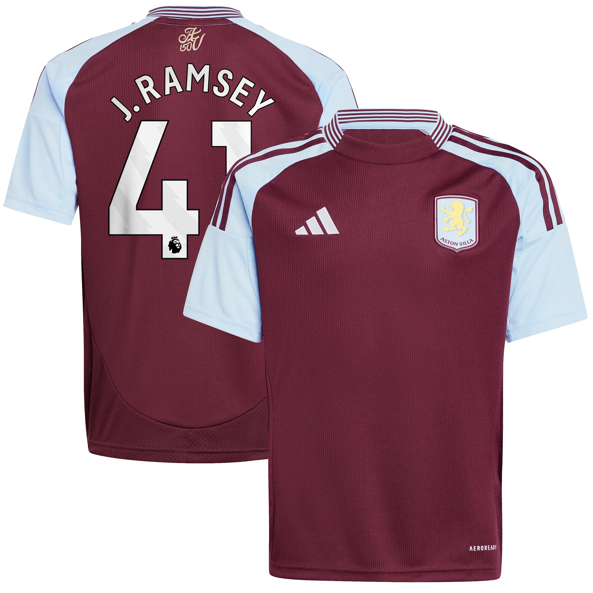 aston villa adidas home shirt 2024-25 – kids with j. ramsey 41 printing Collection | Official Aston Villa Shirts