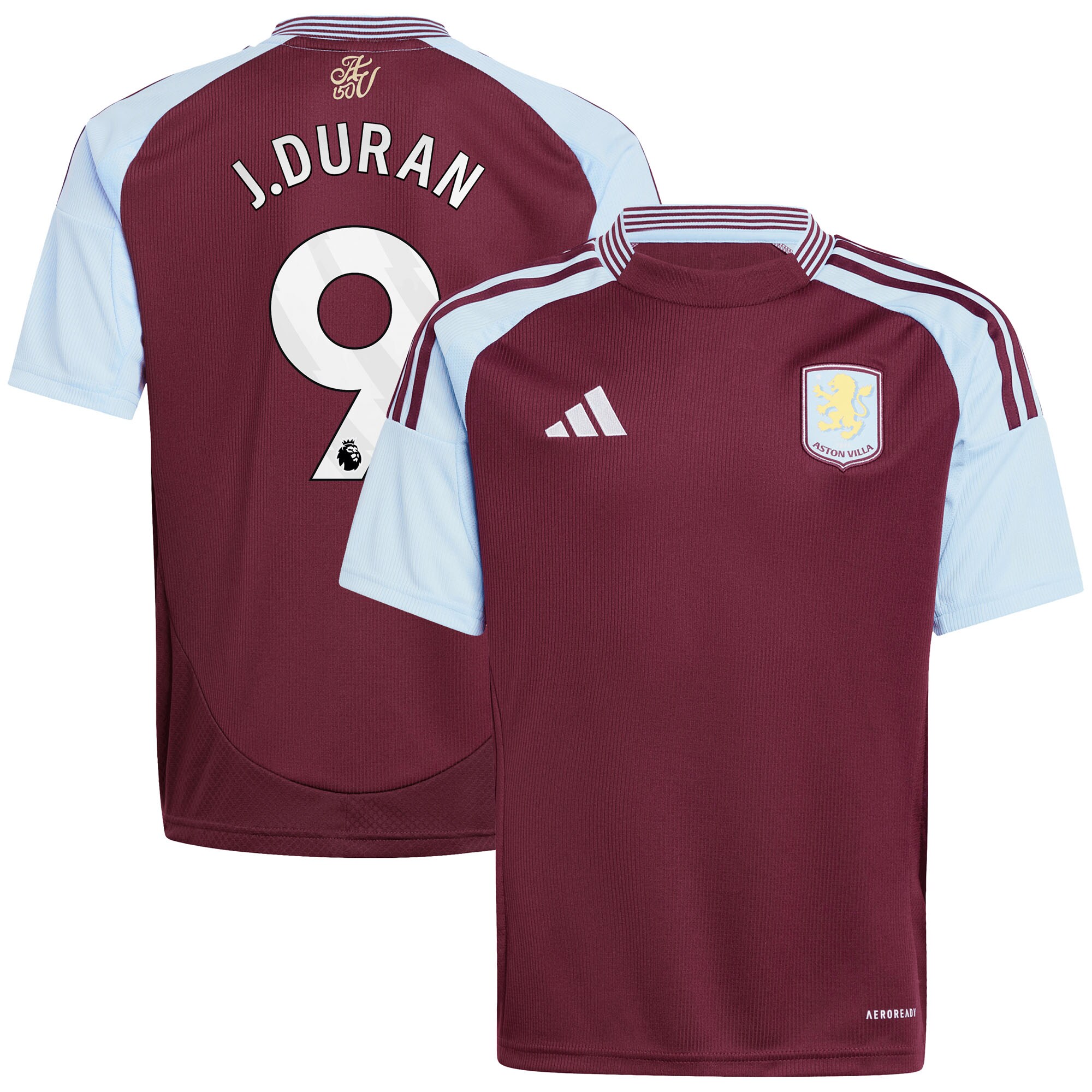 aston villa adidas home shirt 2024-25 – kids with j.duran 9 printing Collection | Official Aston Villa Shirts