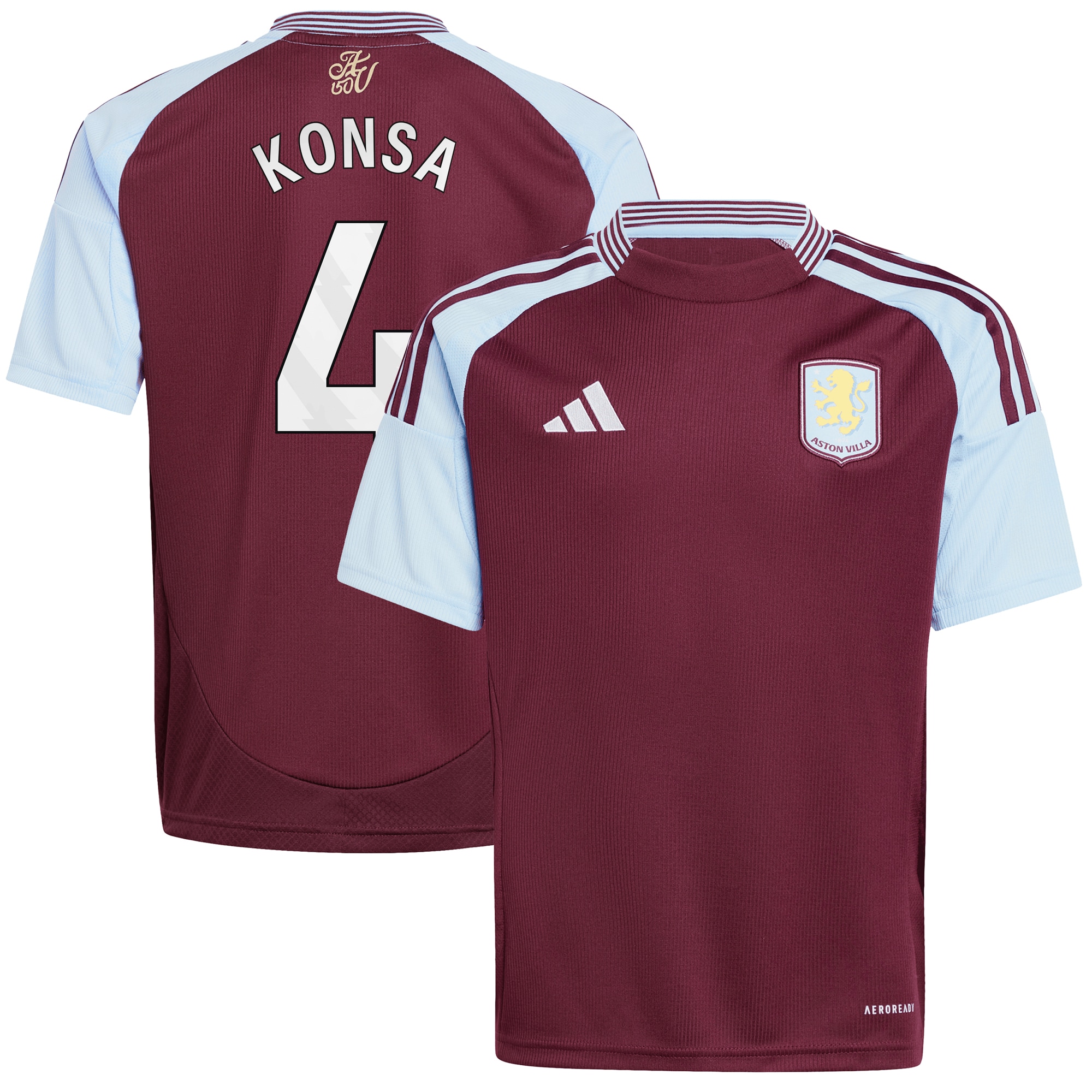 aston villa adidas home shirt 2024-25 – kids with konsa 4 printing Collection | Official Aston Villa Shirts