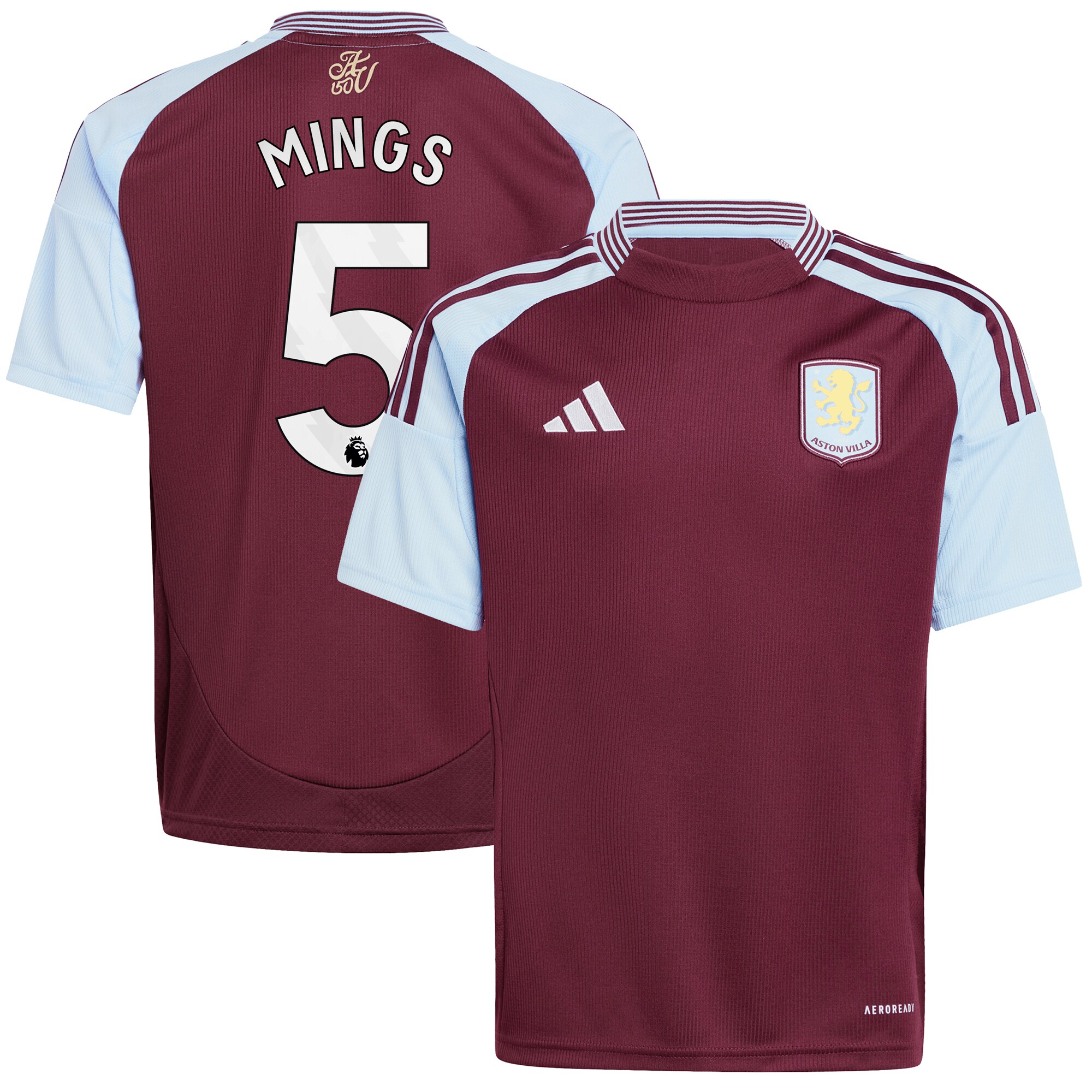 aston villa adidas home shirt 2024-25 – kids with mings 5 printing Collection | Official Aston Villa Shirts