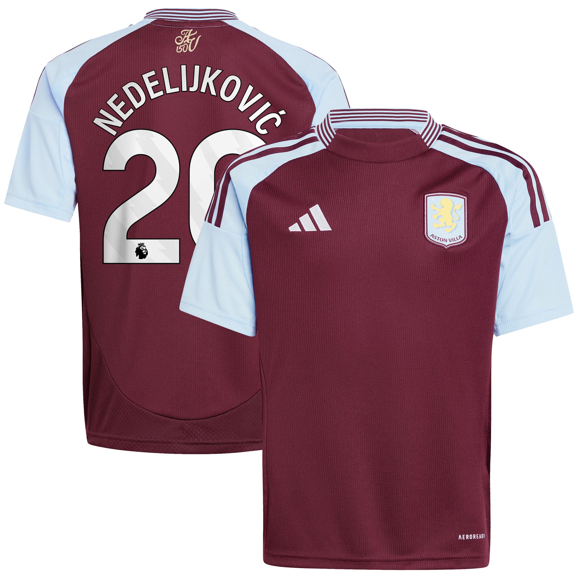 aston villa adidas home shirt 2024-25 – kids with nedeljković 20 printing Collection | Official Aston Villa Shirts