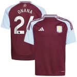 aston villa adidas home shirt 2024-25 – kids with onana 24 printing Collection | Official Aston Villa Shirts