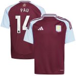 aston villa adidas home shirt 2024-25 – kids with pau 14 printing Collection | Official Aston Villa Shirts