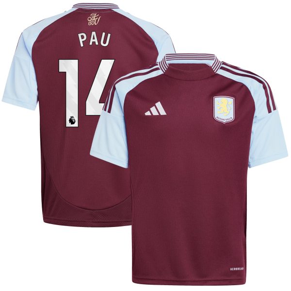aston villa adidas home shirt 2024-25 – kids with pau 14 printing Collection | Official Aston Villa Shirts