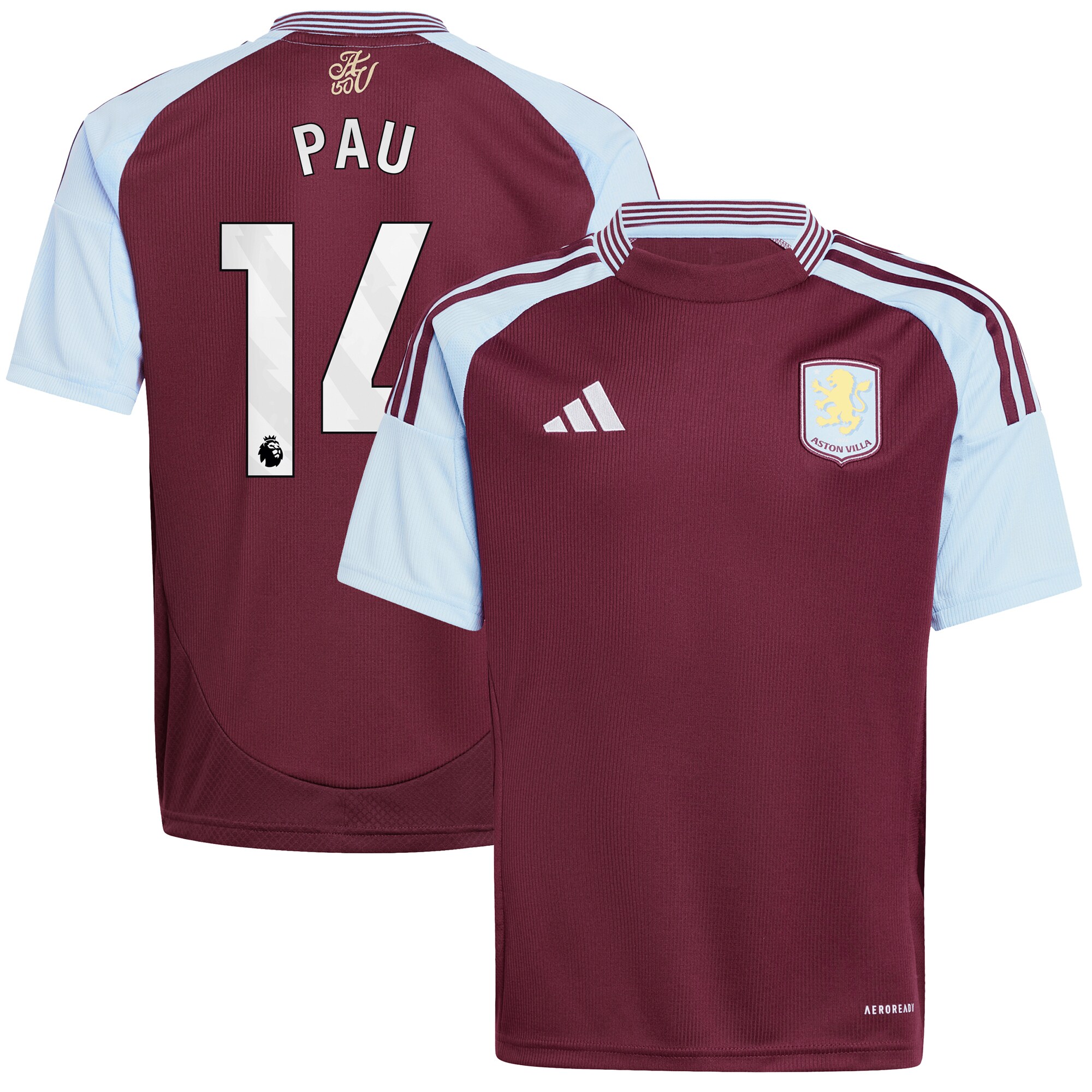 aston villa adidas home shirt 2024-25 – kids with pau 14 printing Collection | Official Aston Villa Shirts