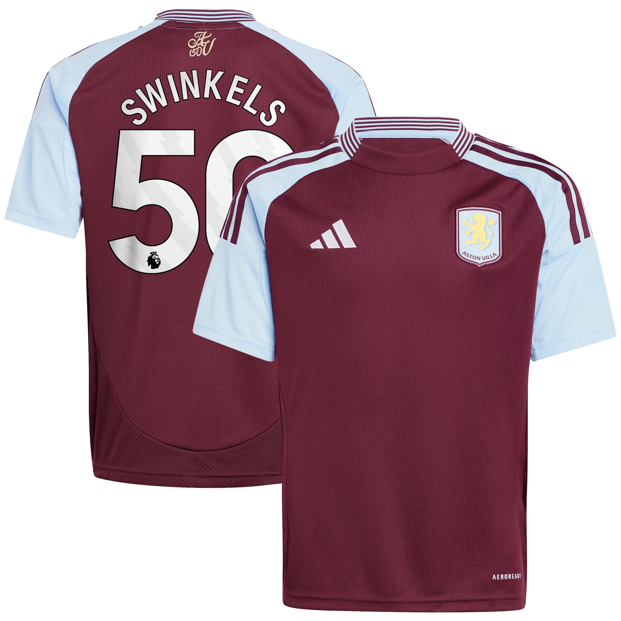 aston villa adidas home shirt 2024-25 – kids with swinkels 50 printing Collection | Official Aston Villa Shirts