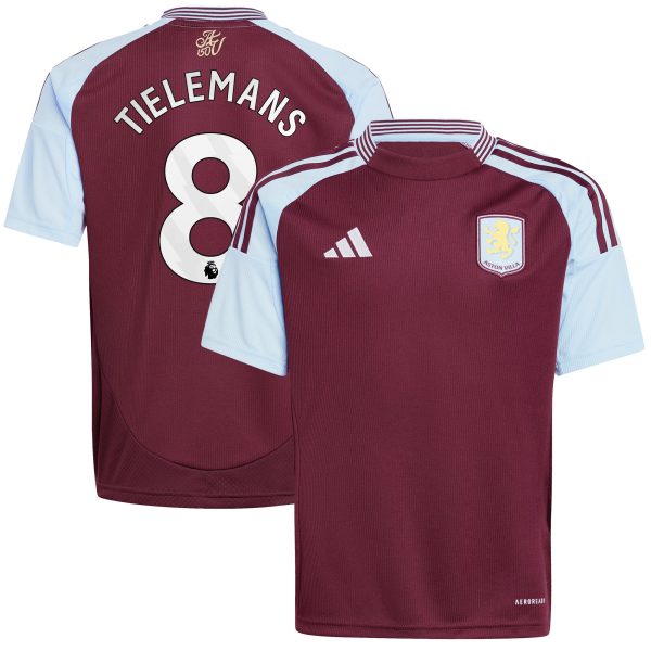 aston villa adidas home shirt 2024-25 – kids with tielemans 8 printing Collection | Official Aston Villa Shirts