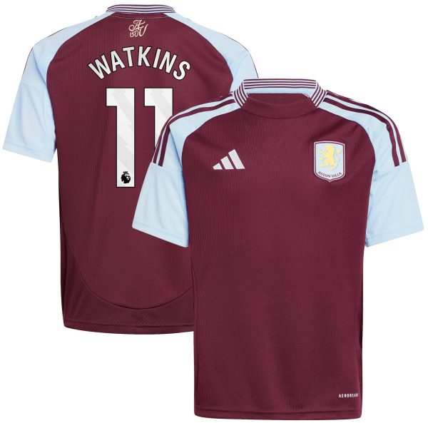 aston villa adidas home shirt 2024-25 – kids with watkins 11 printing Collection | Official Aston Villa Shirts