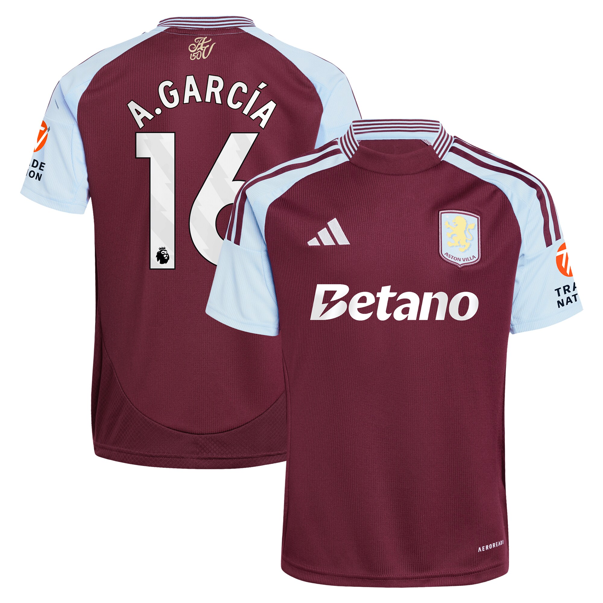 aston villa adidas home shirt 2024-25 with a.garcía 16 printing Collection | Official Aston Villa Shirts