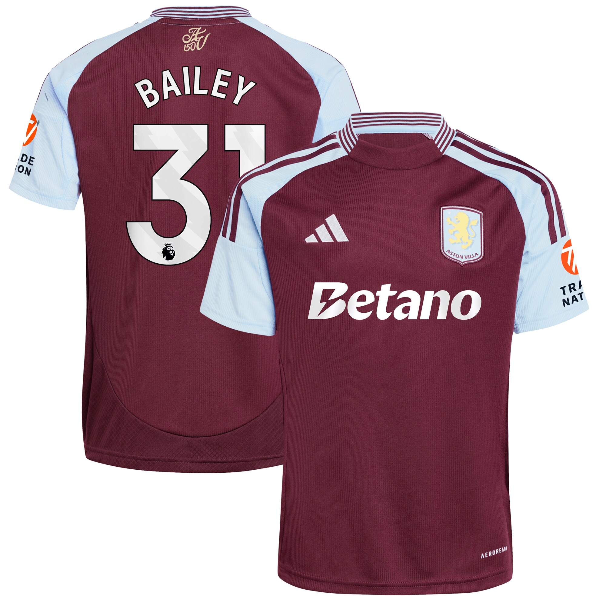 aston villa adidas home shirt 2024-25 with bailey 31 printing Collection | Official Aston Villa Shirts
