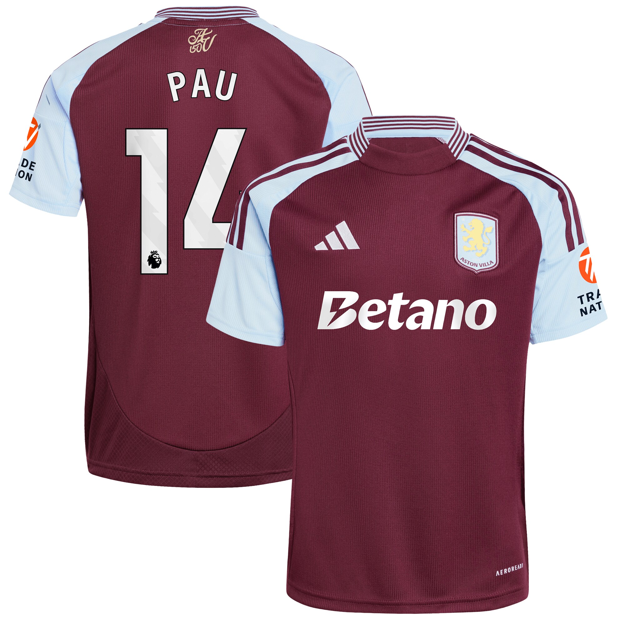 aston villa adidas home shirt 2024-25 with pau 14 printing Collection | Official Aston Villa Shirts