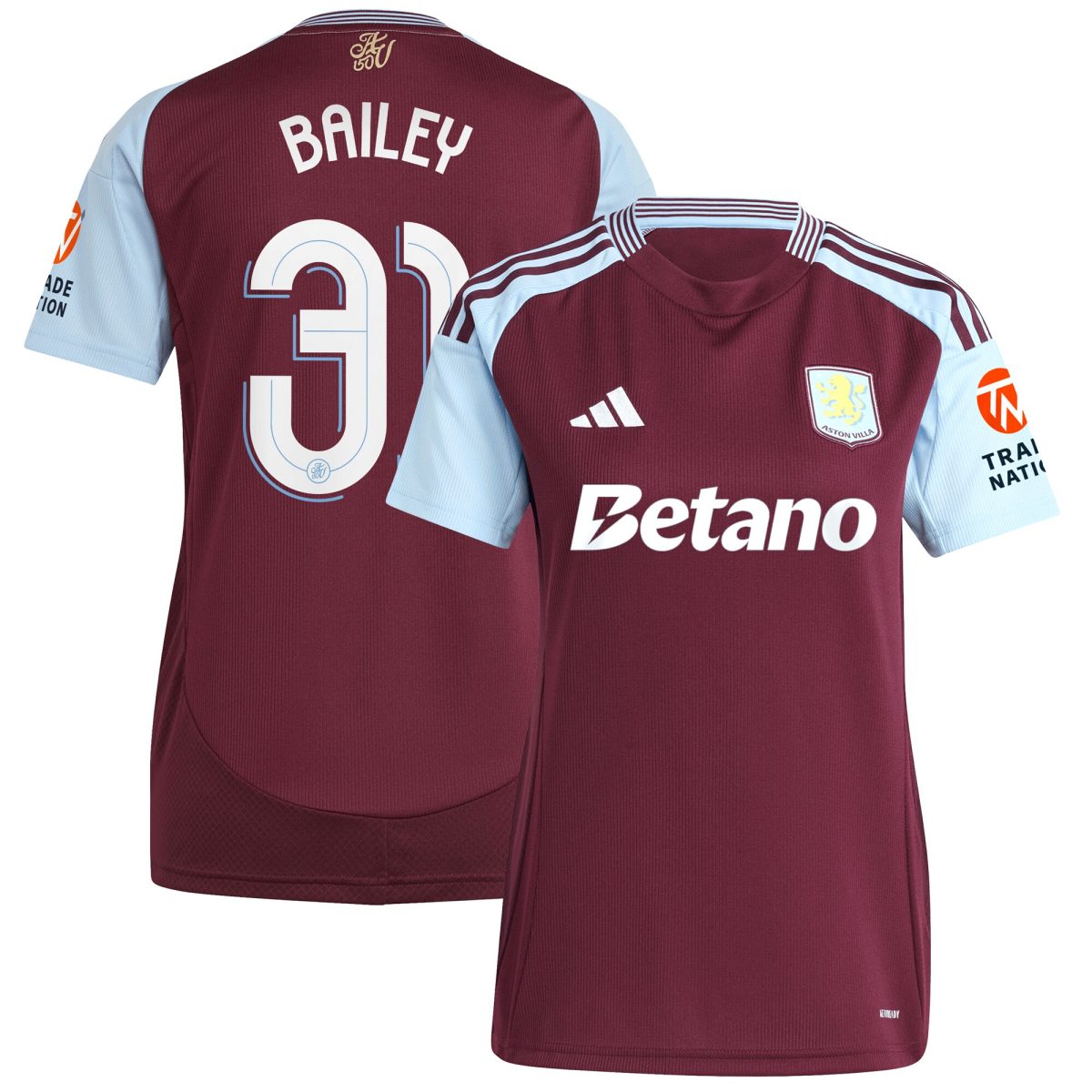 aston villa adidas home shirt 2024-25 – womens with bailey 31 cup printing Collection | Official Aston Villa Shirts