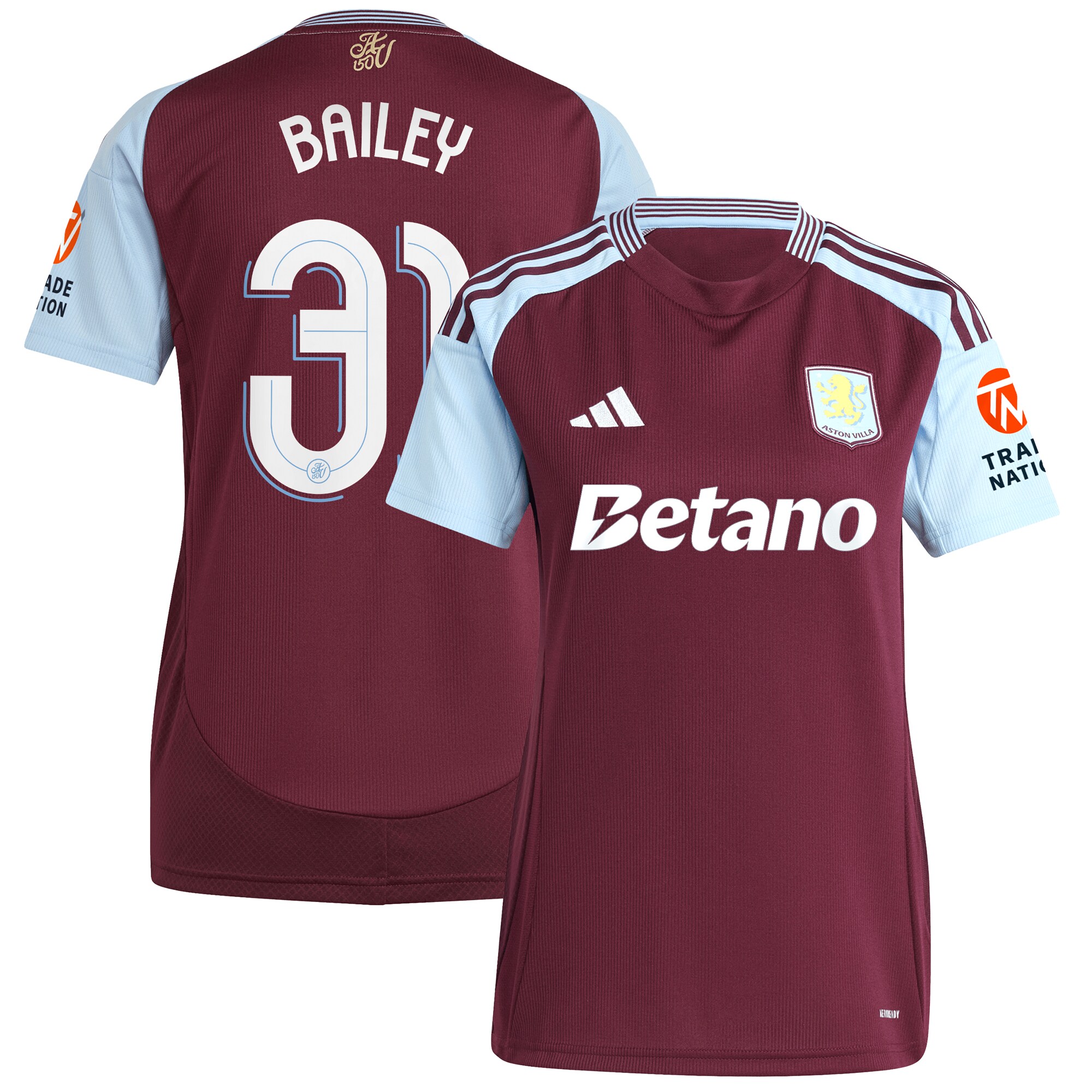 aston villa adidas home shirt 2024-25 – womens with bailey 31 cup printing Collection | Official Aston Villa Shirts