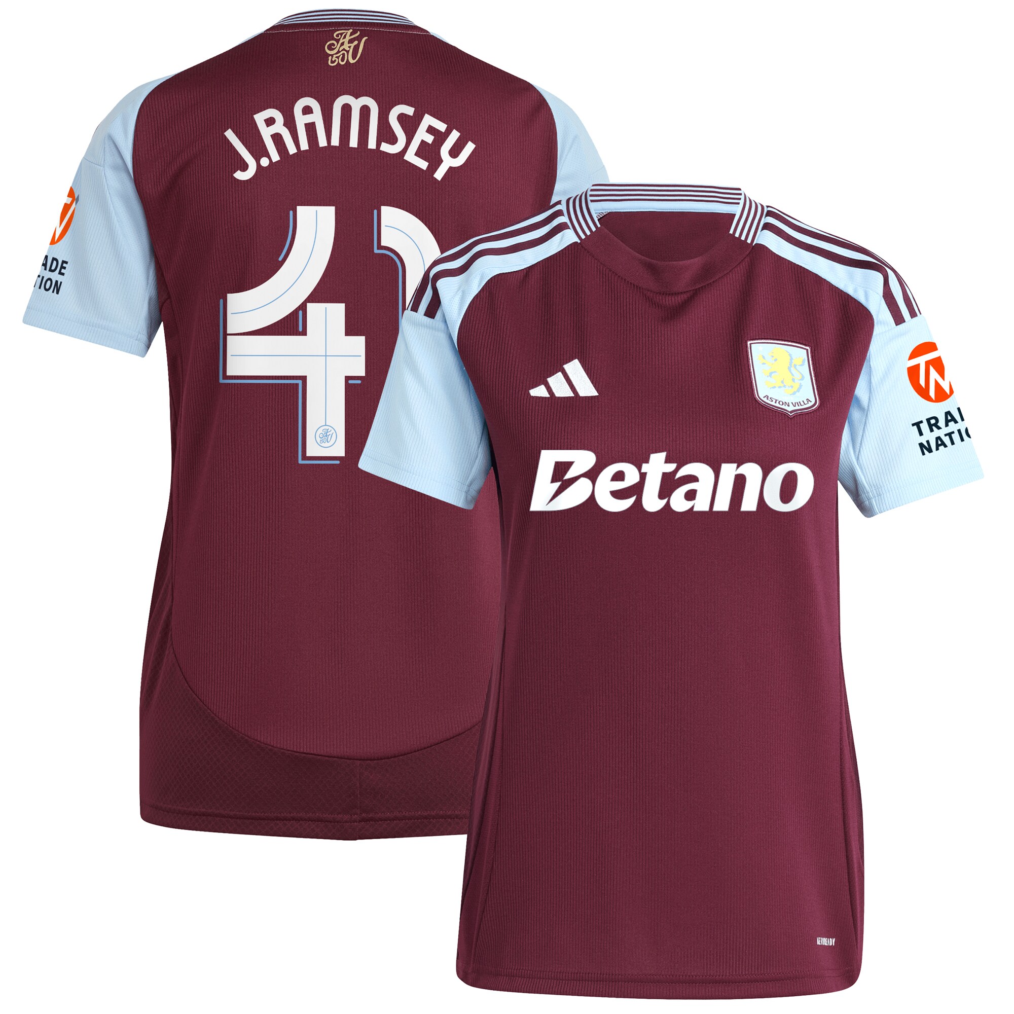 aston villa adidas home shirt 2024-25 – womens with j. ramsey 41 cup printing Collection | Official Aston Villa Shirts