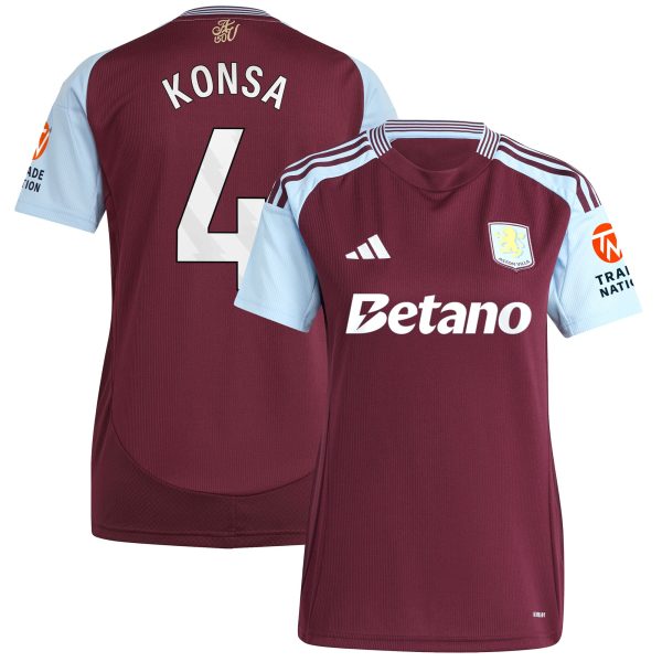 aston villa adidas home shirt 2024-25 – womens with konsa 4 printing Collection | Official Aston Villa Shirts