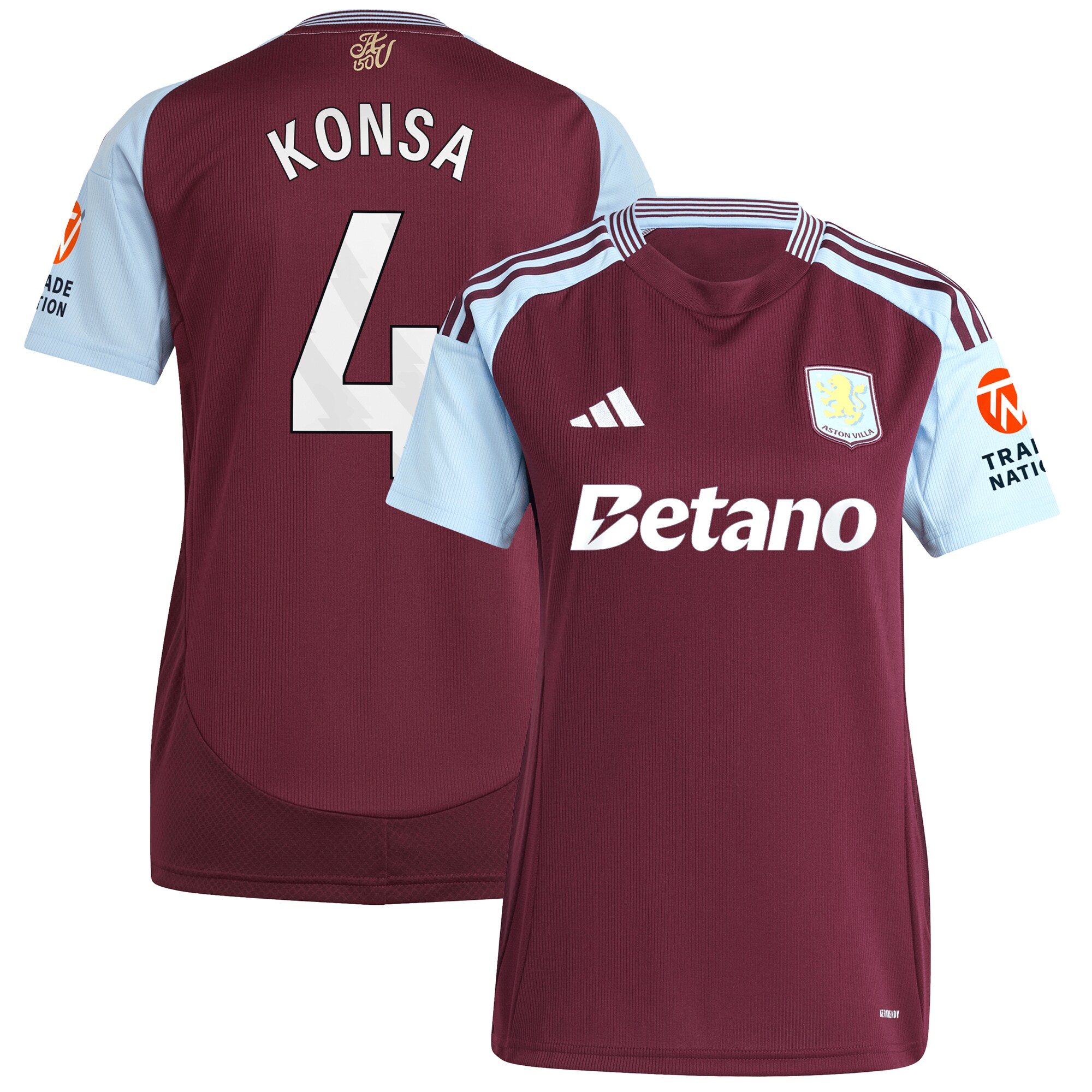 aston villa adidas home shirt 2024-25 – womens with konsa 4 printing Collection | Official Aston Villa Shirts