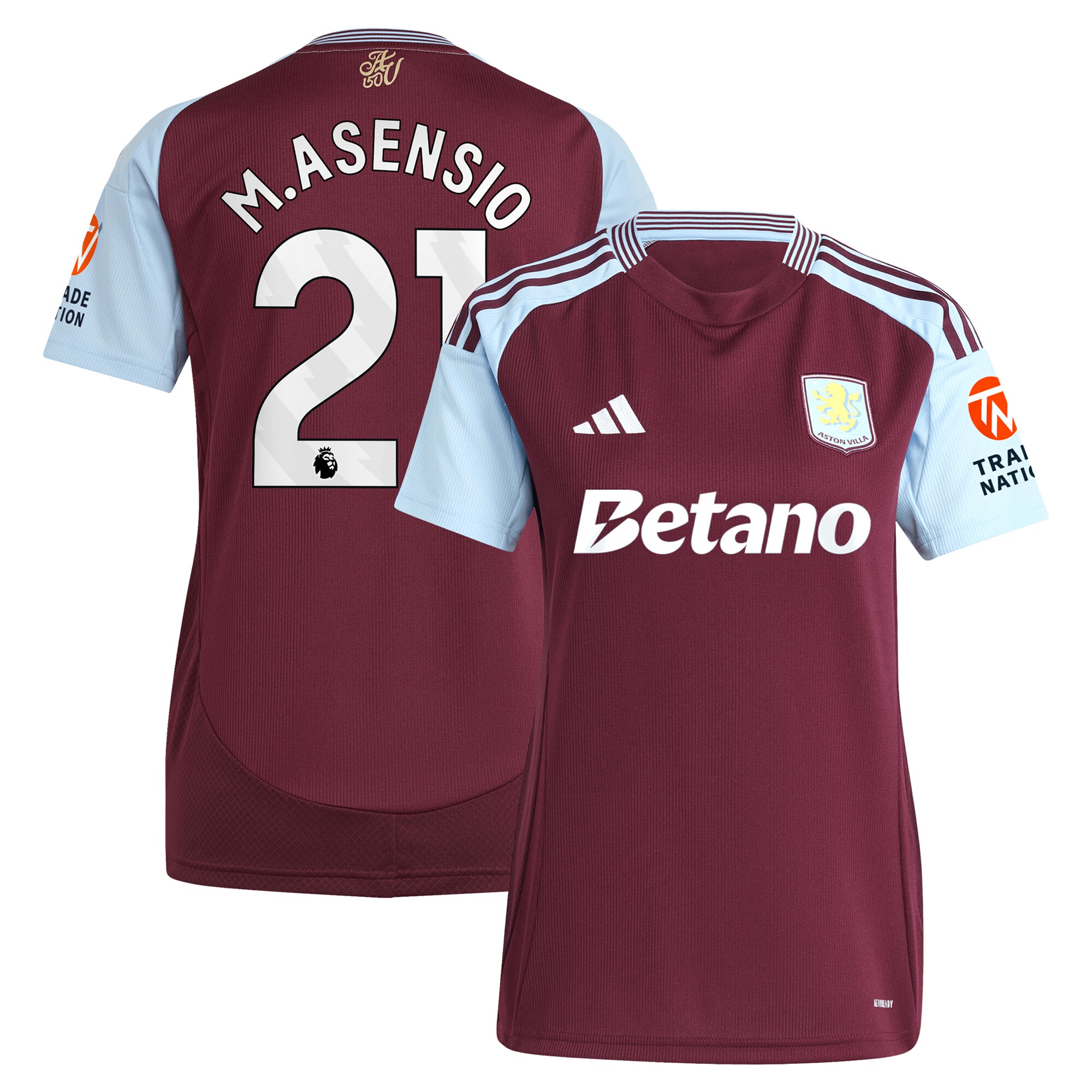 aston villa adidas home shirt 2024-25 – womens with m.asensio 21 printing Collection | Official Aston Villa Shirts