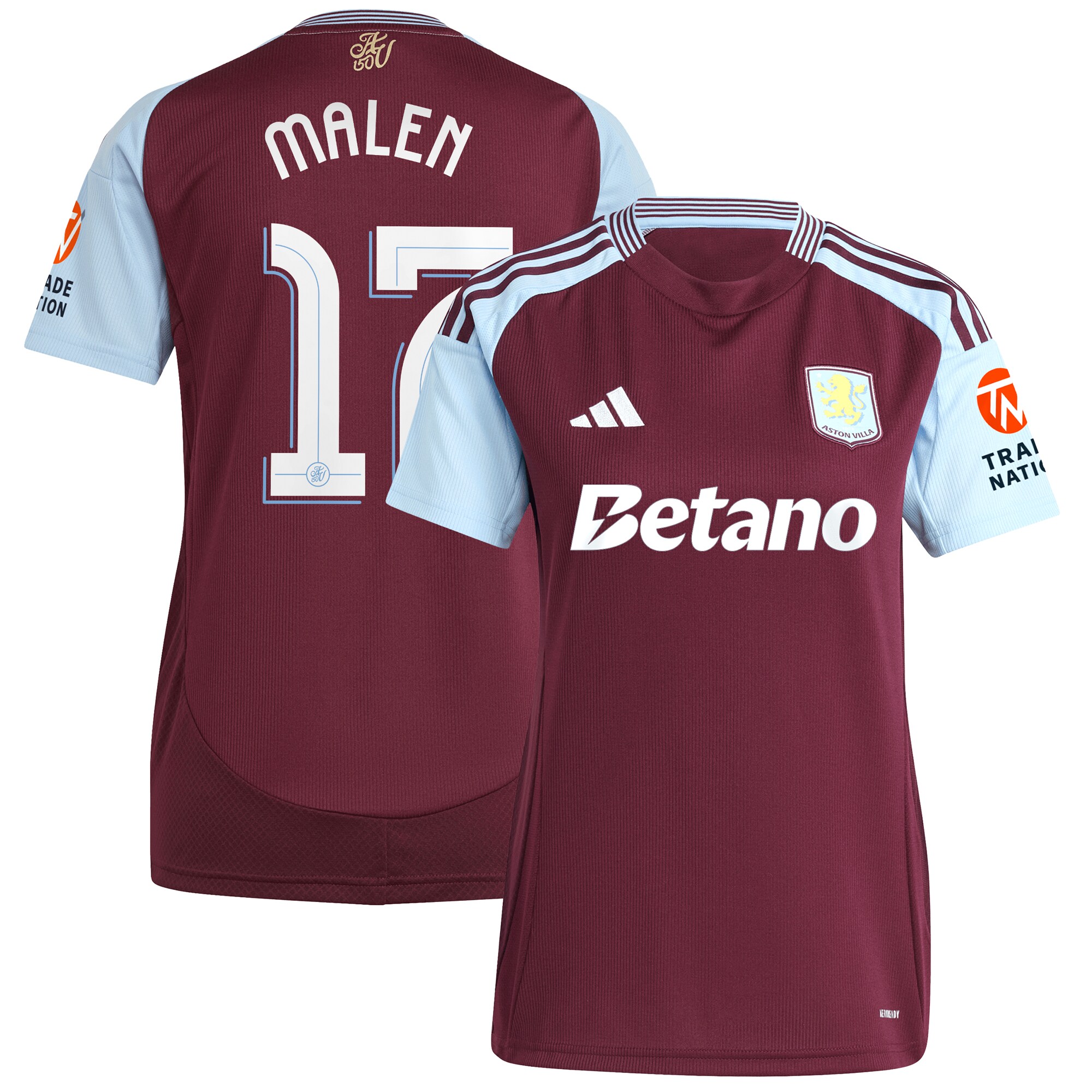 aston villa adidas home shirt 2024-25 – womens with malen 17 cup printing Collection | Official Aston Villa Shirts