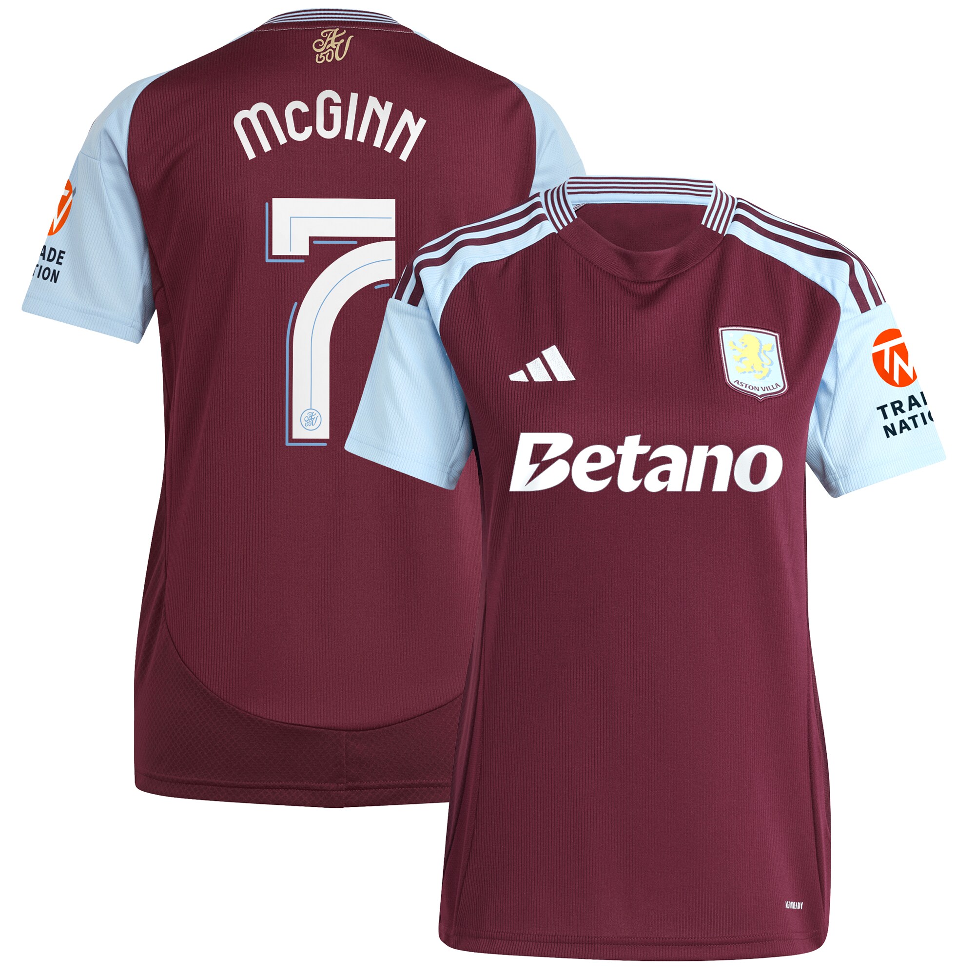 aston villa adidas home shirt 2024-25 – womens with mcginn 7 cup printing Collection | Official Aston Villa Shirts