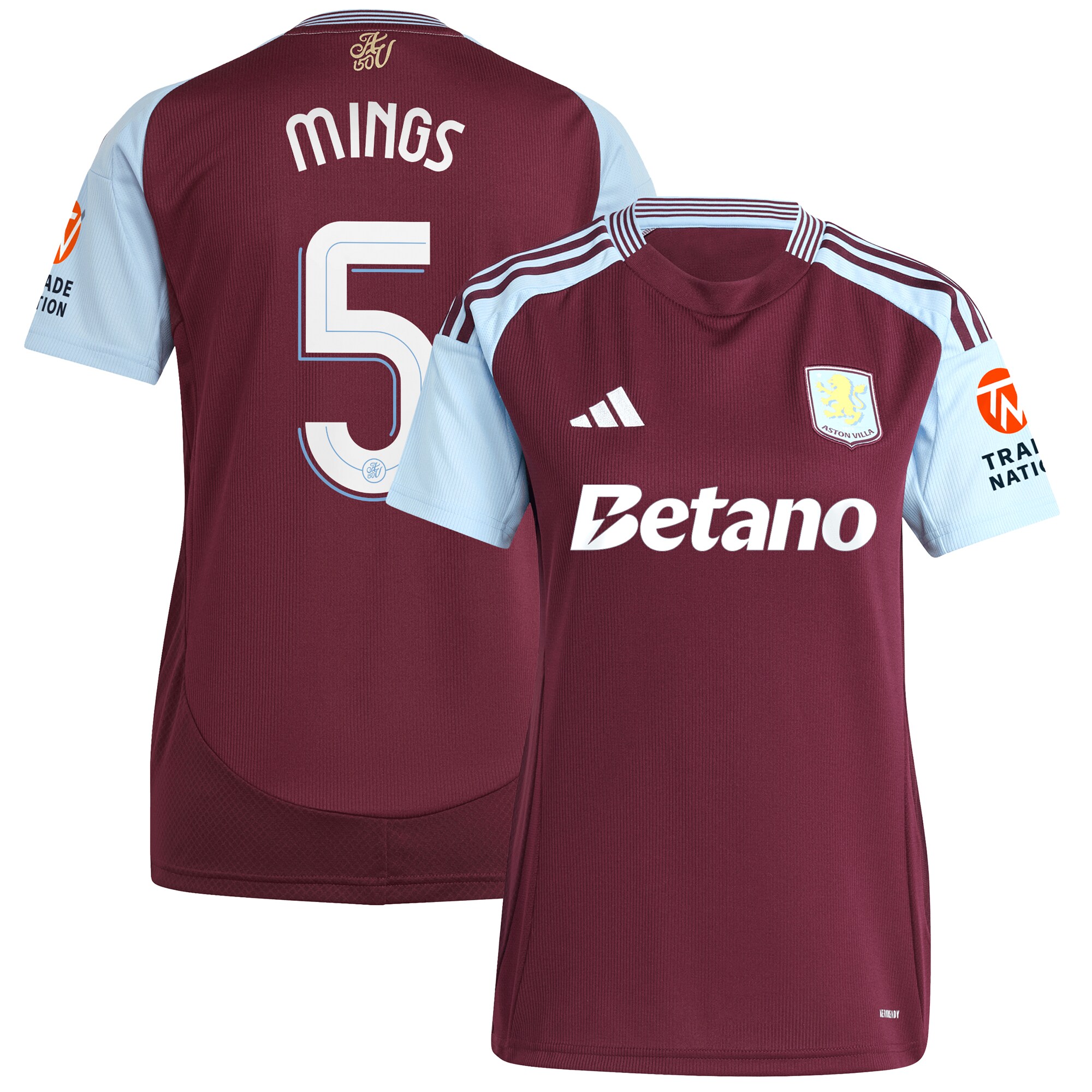 aston villa adidas home shirt 2024-25 – womens with mings 5 cup printing Collection | Official Aston Villa Shirts