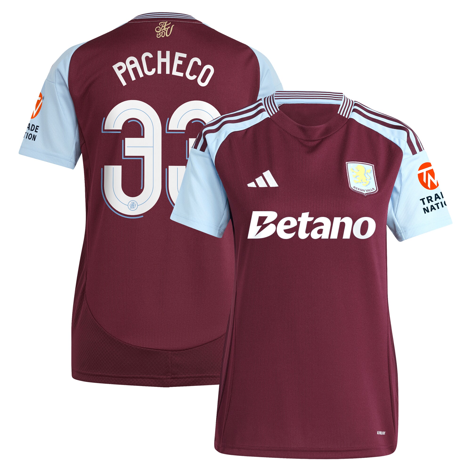 aston villa adidas home shirt 2024-25 – womens with pacheco 33 cup printing Collection | Official Aston Villa Shirts