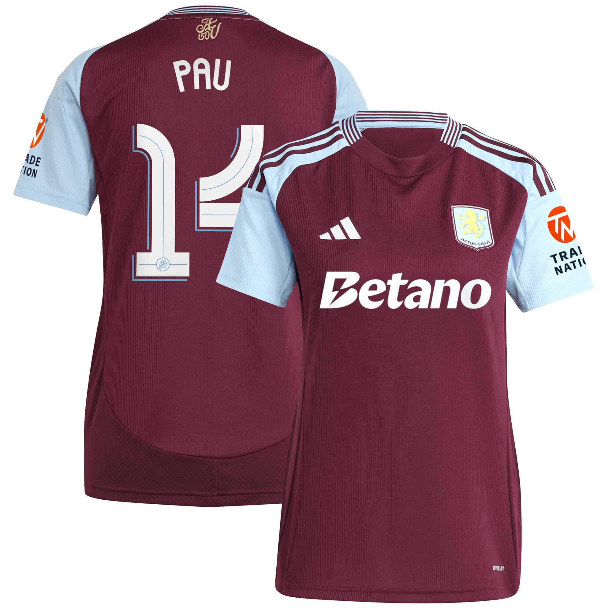 aston villa adidas home shirt 2024-25 – womens with pau 14 cup printing Collection | Official Aston Villa Shirts