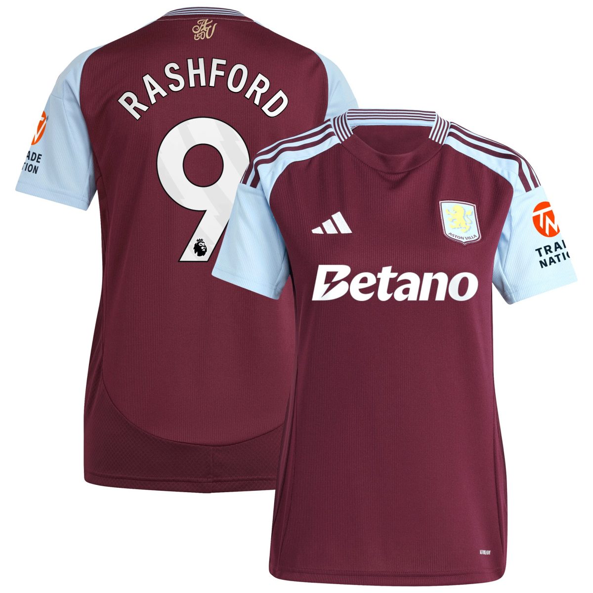 aston villa adidas home shirt 2024-25 – womens with rashford 9 printing Collection | Official Aston Villa Shirts