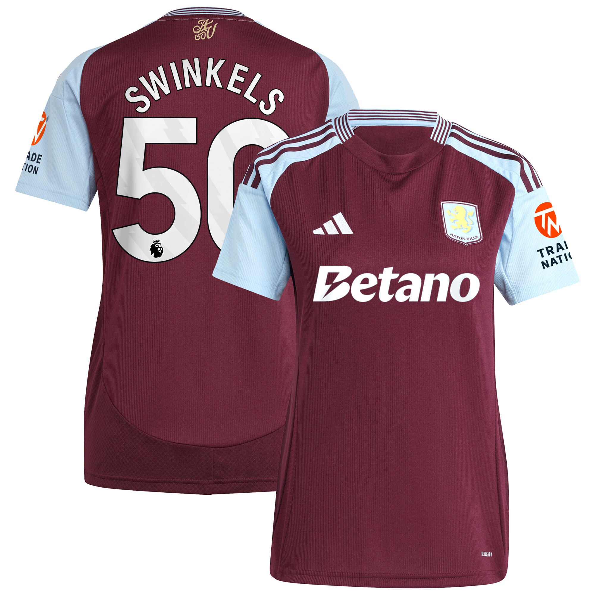 aston villa adidas home shirt 2024-25 – womens with swinkels 50 printing Collection | Official Aston Villa Shirts