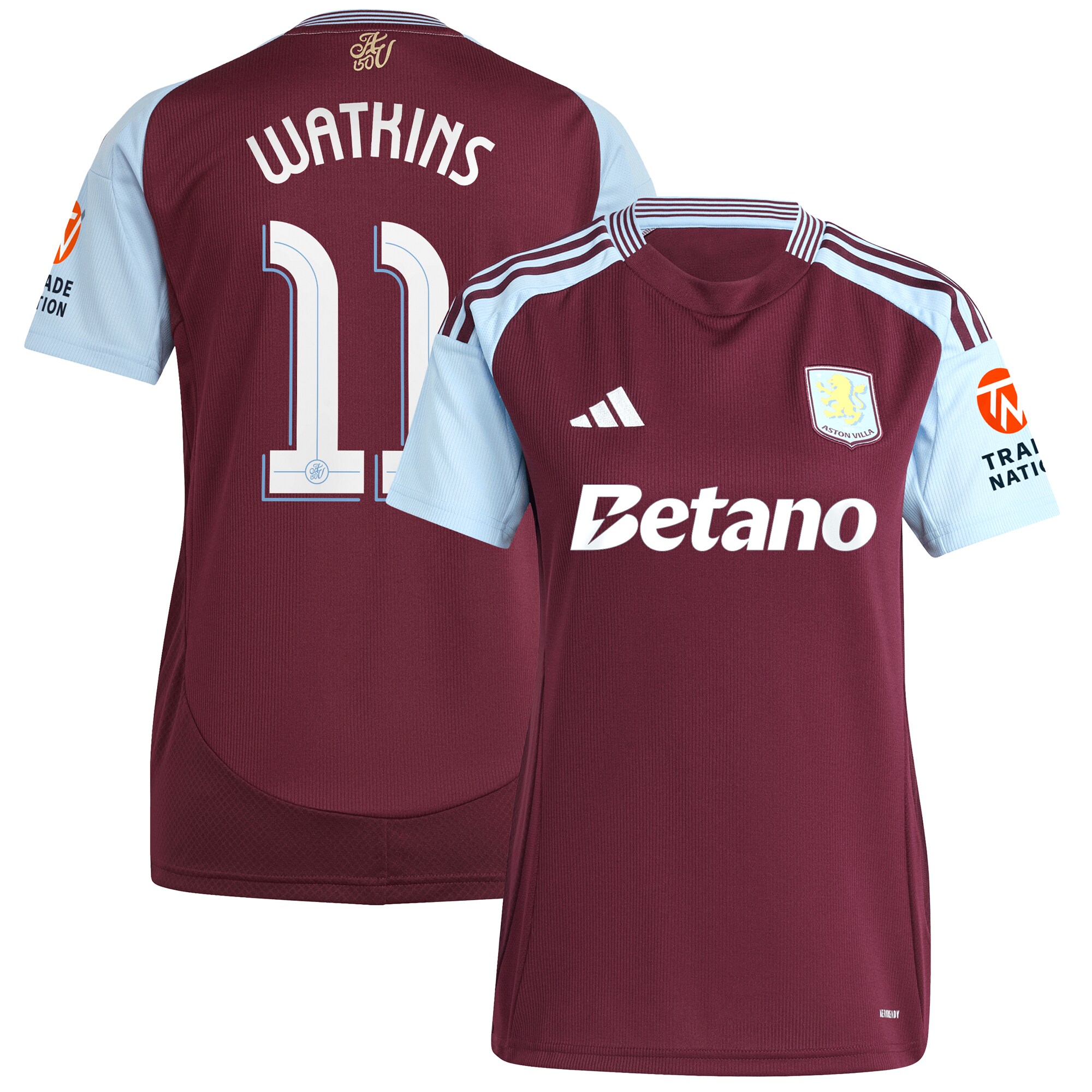 aston villa adidas home shirt 2024-25 – womens with watkins 11 cup printing Collection | Official Aston Villa Shirts