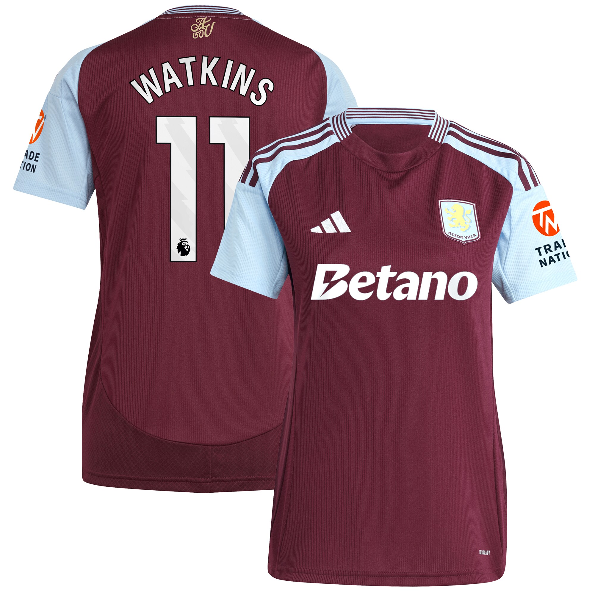 aston villa adidas home shirt 2024-25 – womens with watkins 11 printing Collection | Official Aston Villa Shirts