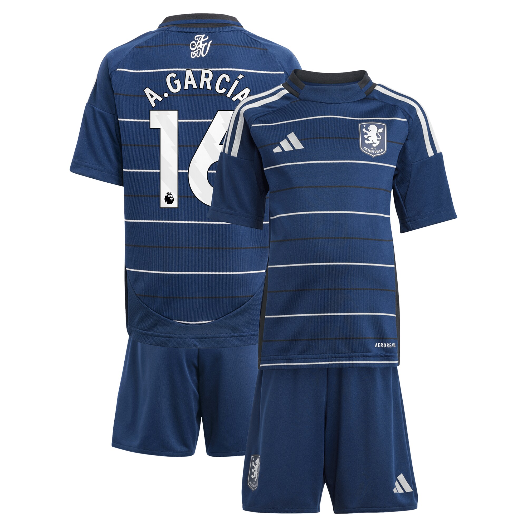 aston villa adidas third minikit 2024-25 with a.garcía 16 printing Collection | Official Aston Villa Shirts