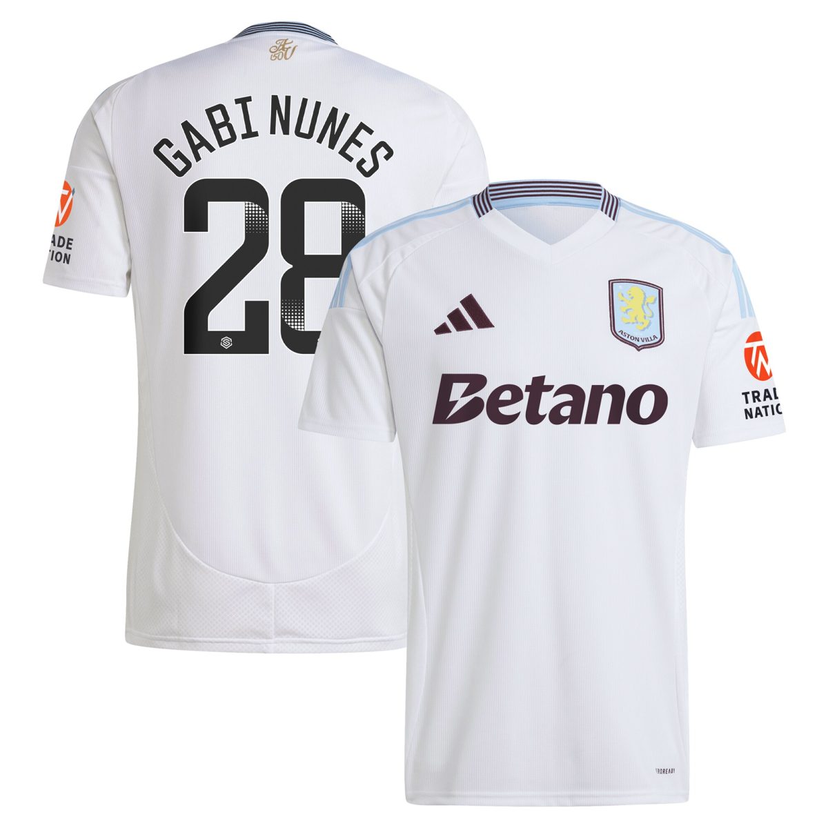 aston villa adidas wsl away shirt 2024-25 with gabi nunes 28 printing Collection | Official Aston Villa Shirts