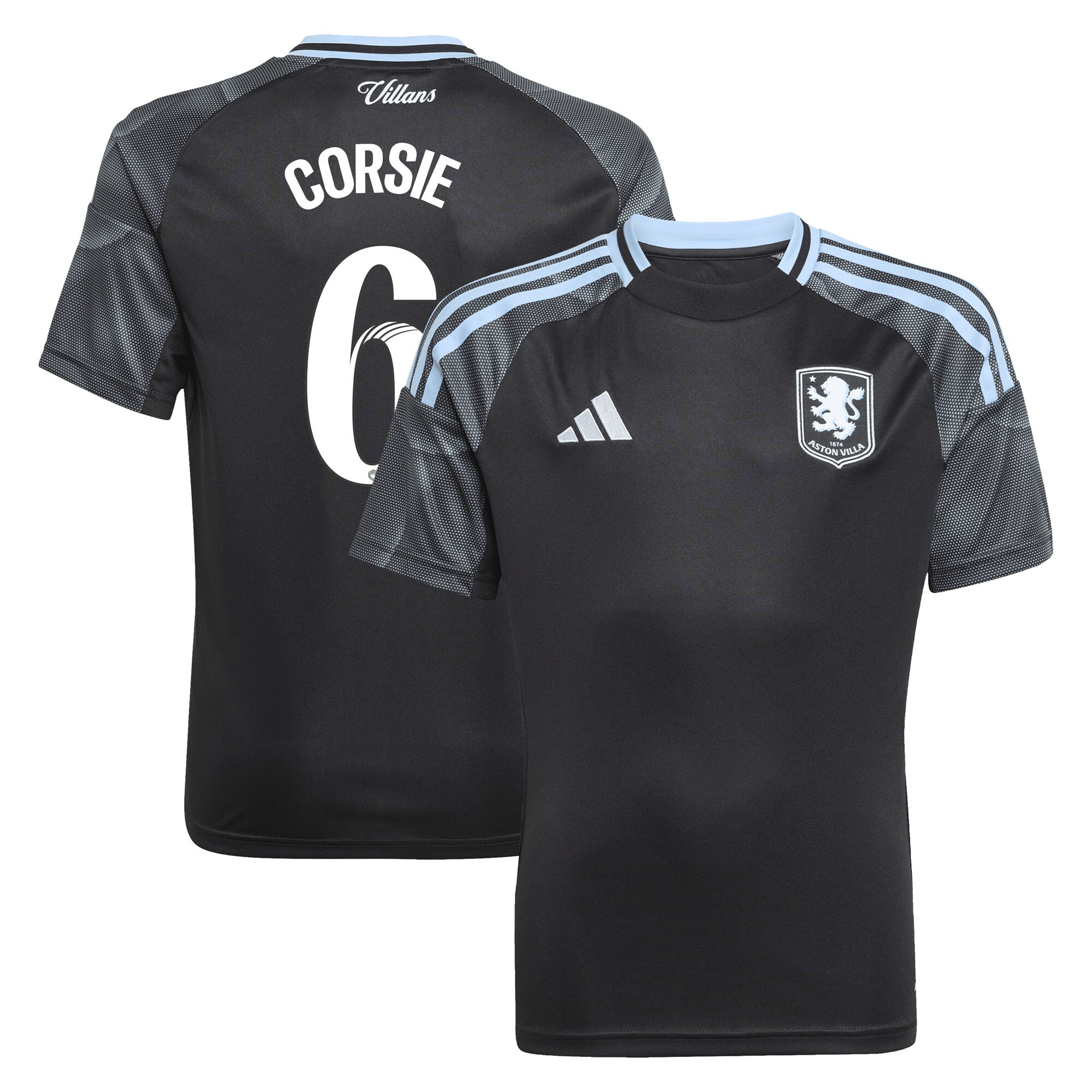 aston villa adidas wsl away shirt 2025-26 – kids with corsie 6 printing Collection | Official Aston Villa Shirts
