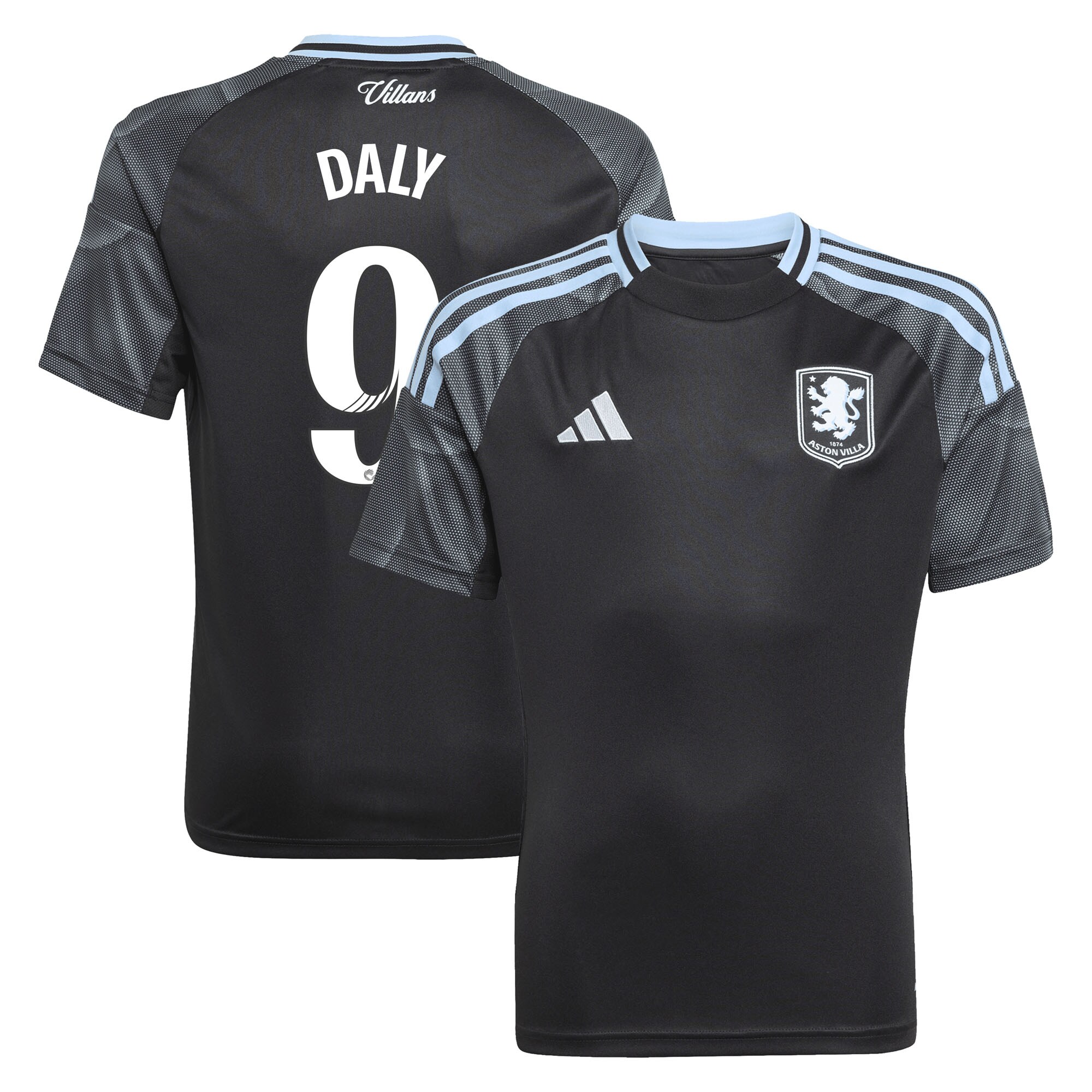 aston villa adidas wsl away shirt 2025-26 – kids with daly 9 printing Collection | Official Aston Villa Shirts