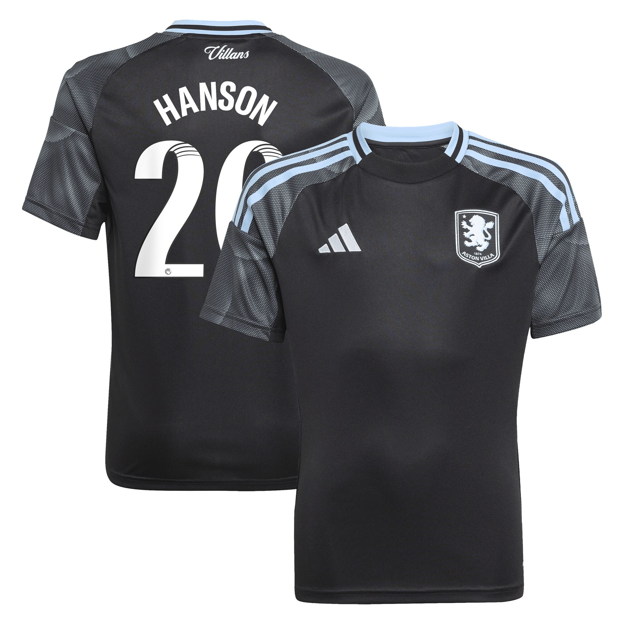 aston villa adidas wsl away shirt 2025-26 – kids with hanson 20 printing Collection | Official Aston Villa Shirts
