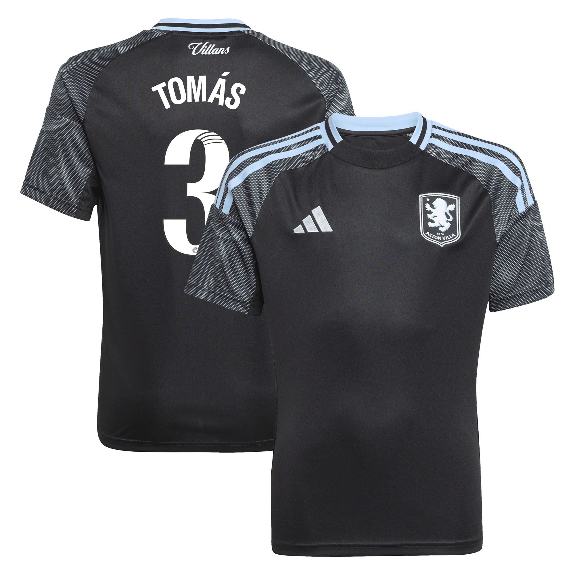 aston villa adidas wsl away shirt 2025-26 – kids with tomás 3 printing Collection | Official Aston Villa Shirts