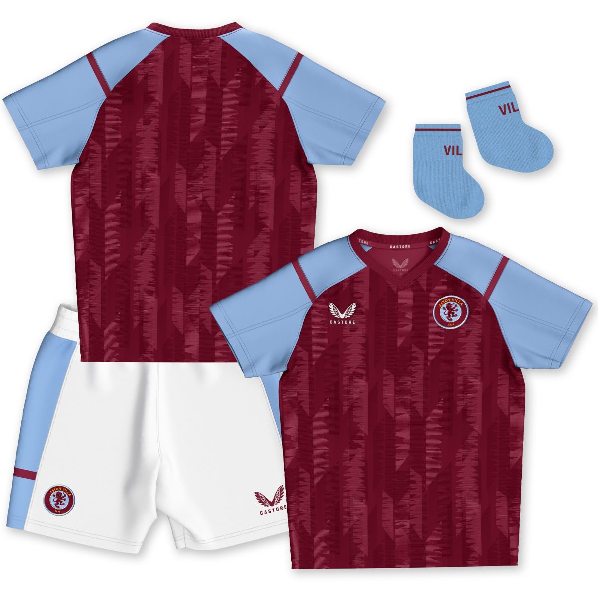 aston villa castore home baby kit 2023-24 Collection | Official Aston Villa Shirts
