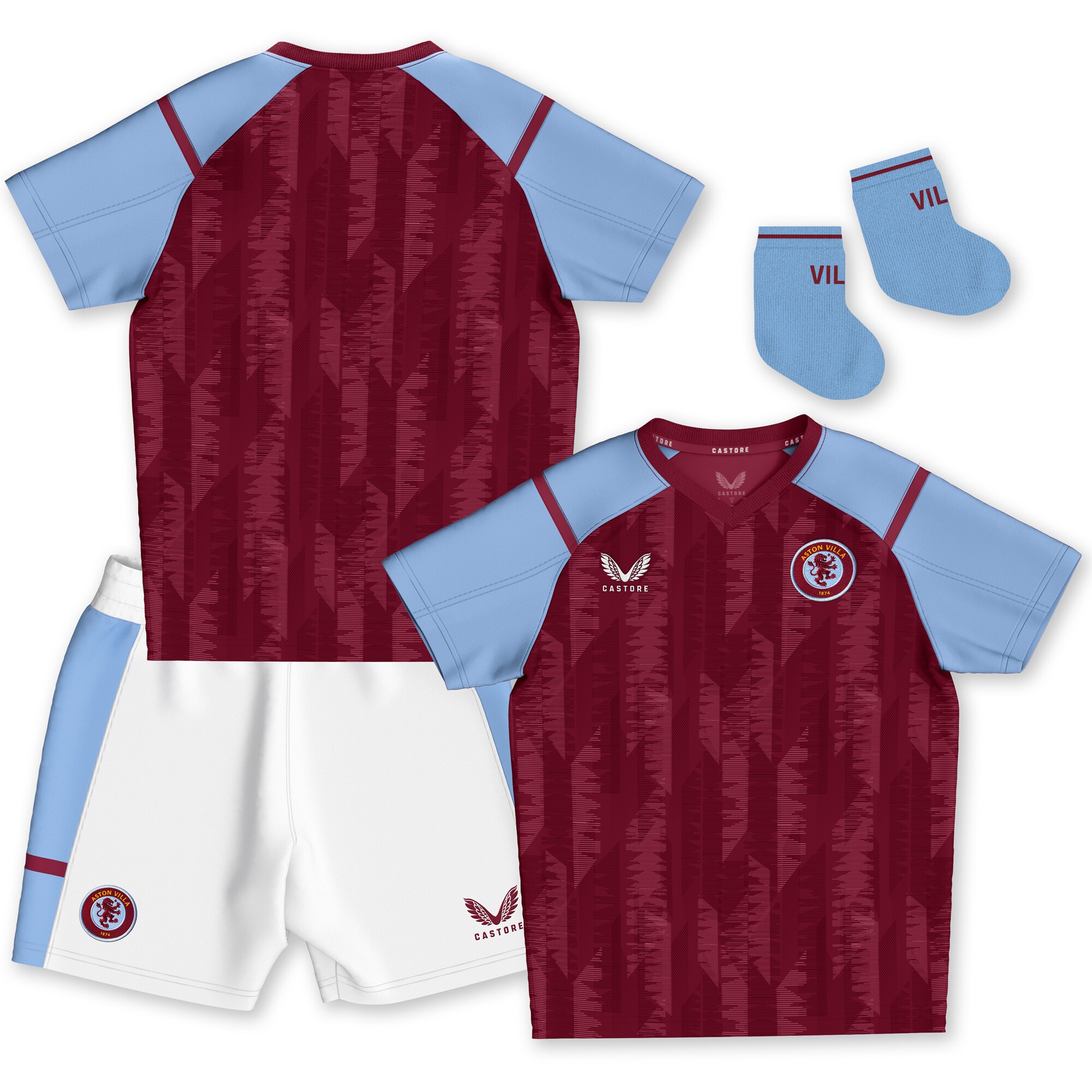 aston villa castore home baby kit 2023-24 with custom printing Collection | Official Aston Villa Shirts