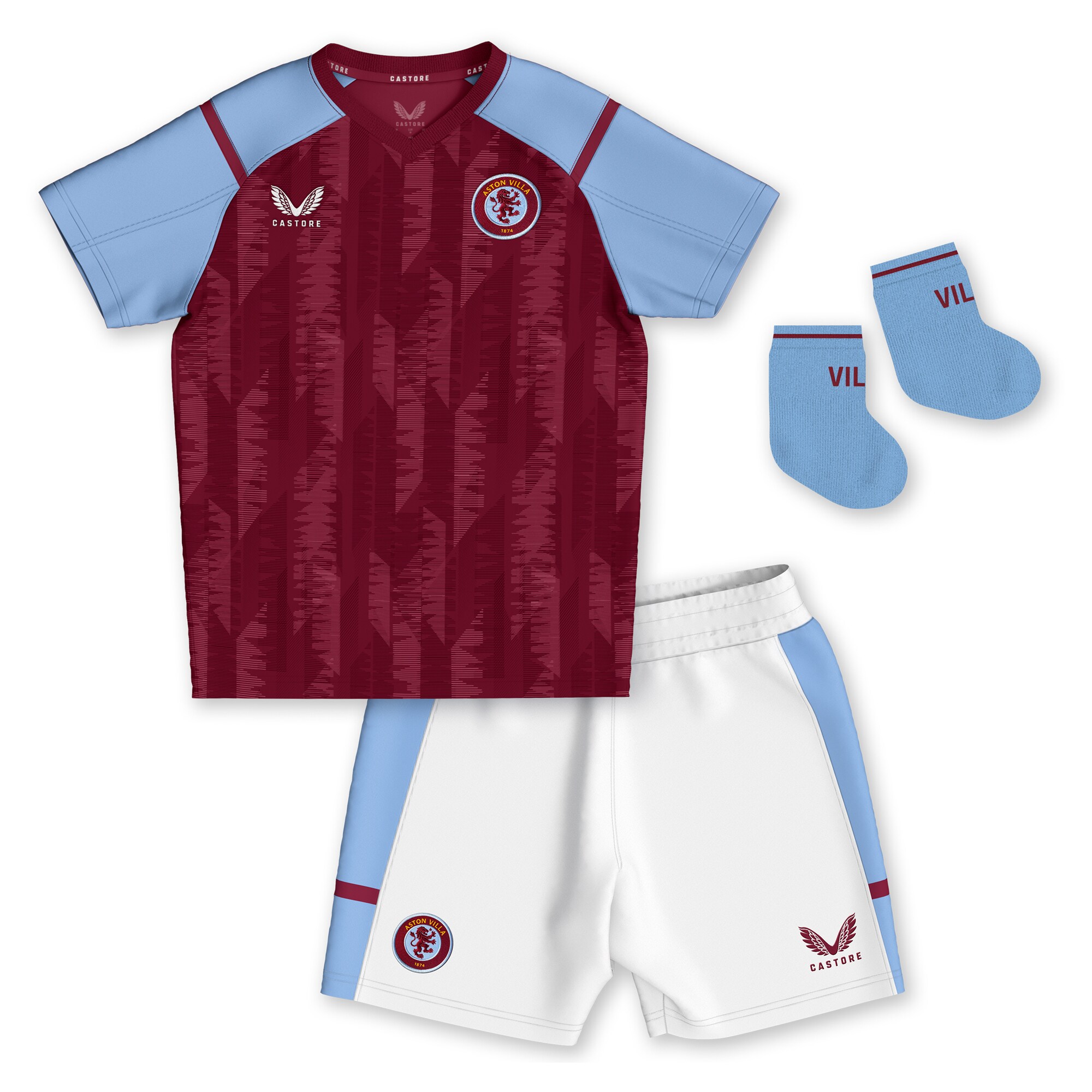 aston villa castore home baby kit 2023-24 with custom printing Collection | Official Aston Villa Shirts
