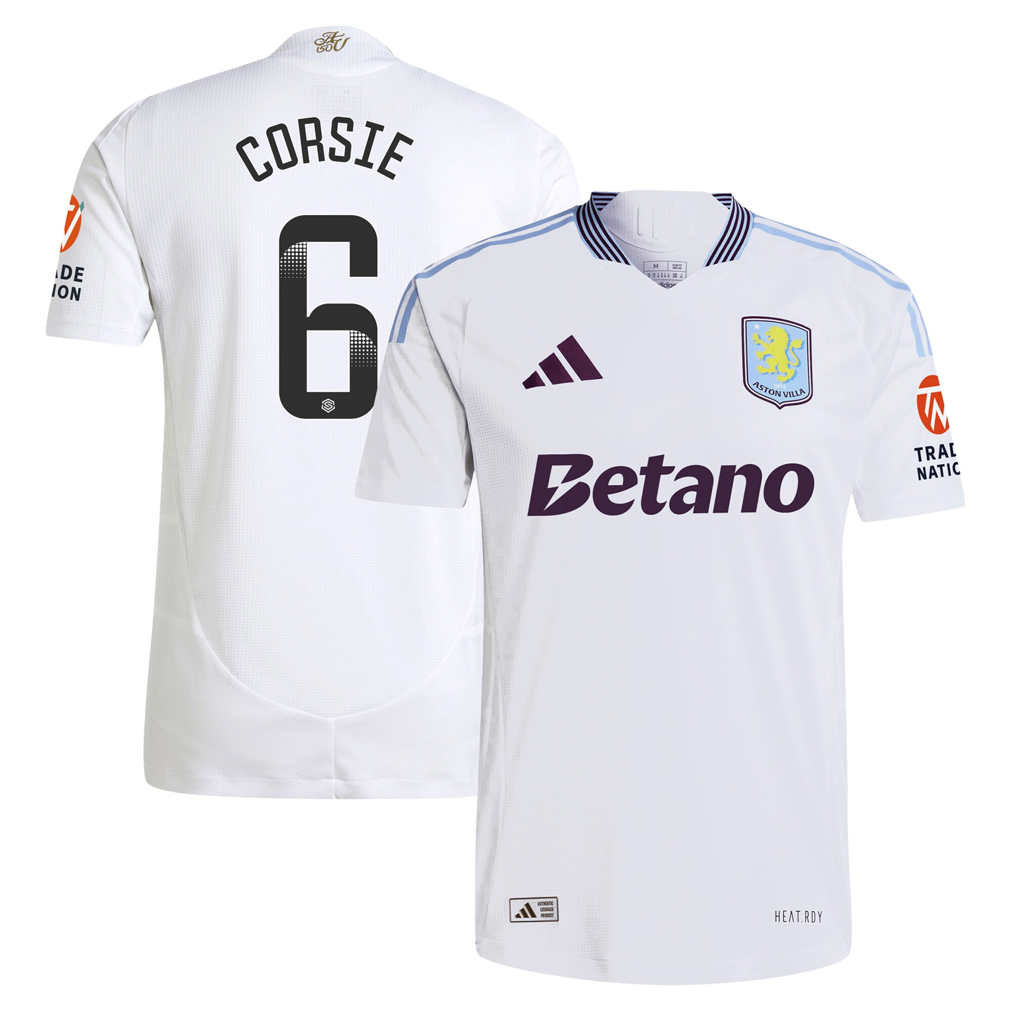 aston villa wsl adidas away authentic shirt 2024-25 with corsie 6 printing Collection | Official Aston Villa Shirts