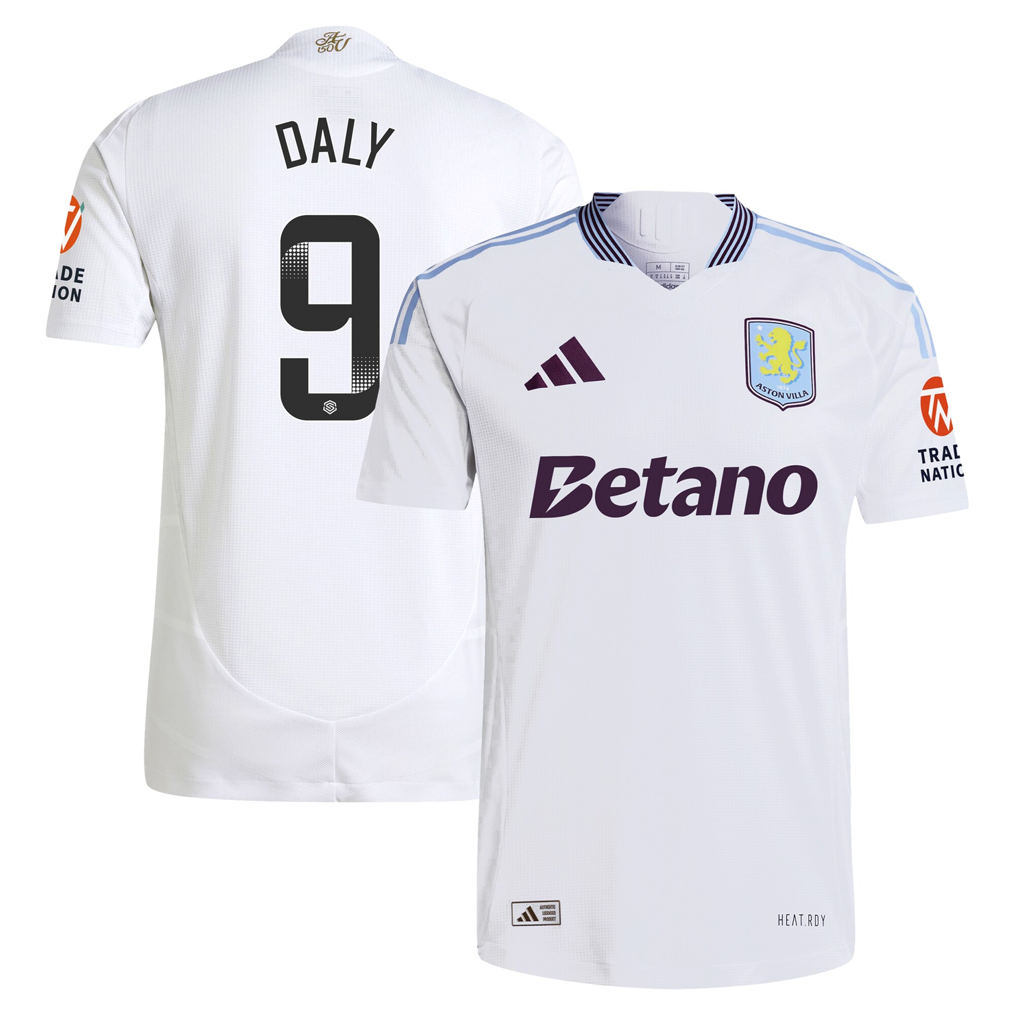 aston villa wsl adidas away authentic shirt 2024-25 with daly 9 printing Collection | Official Aston Villa Shirts