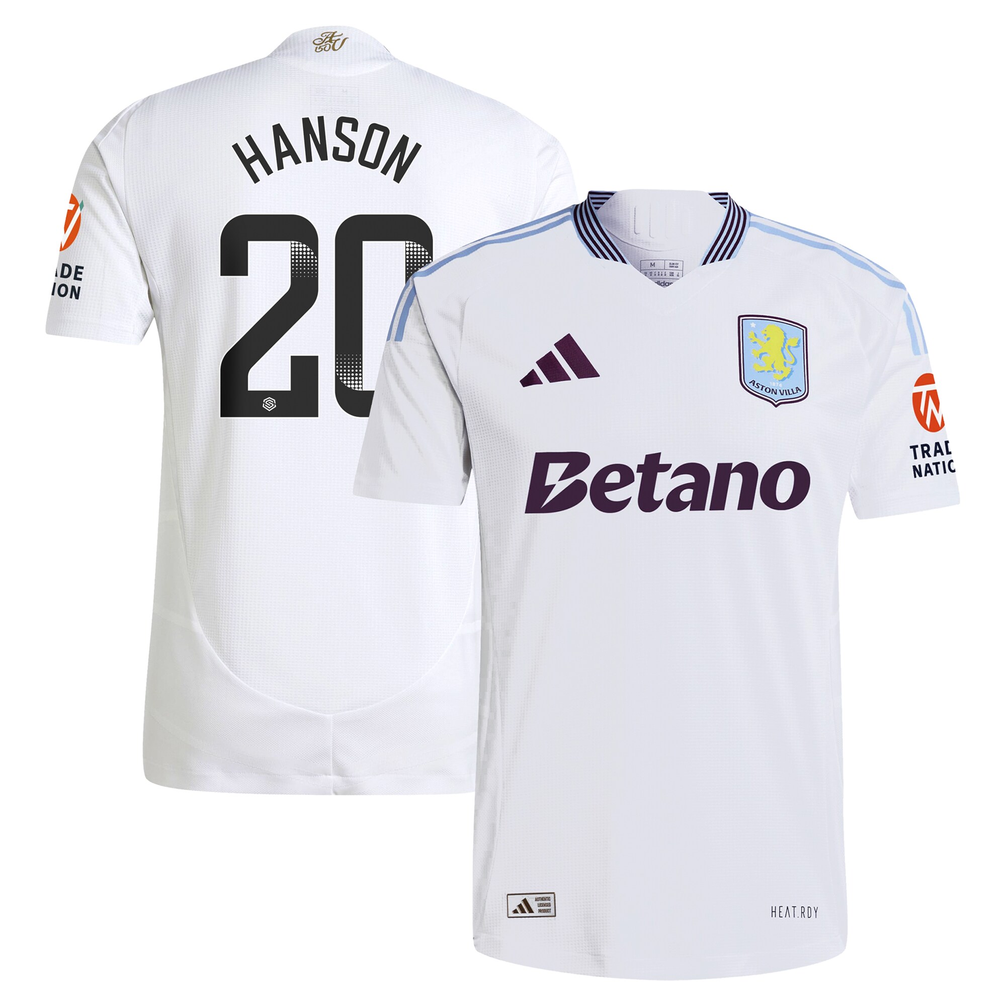 aston villa wsl adidas away authentic shirt 2024-25 with hanson 20 printing Collection | Official Aston Villa Shirts