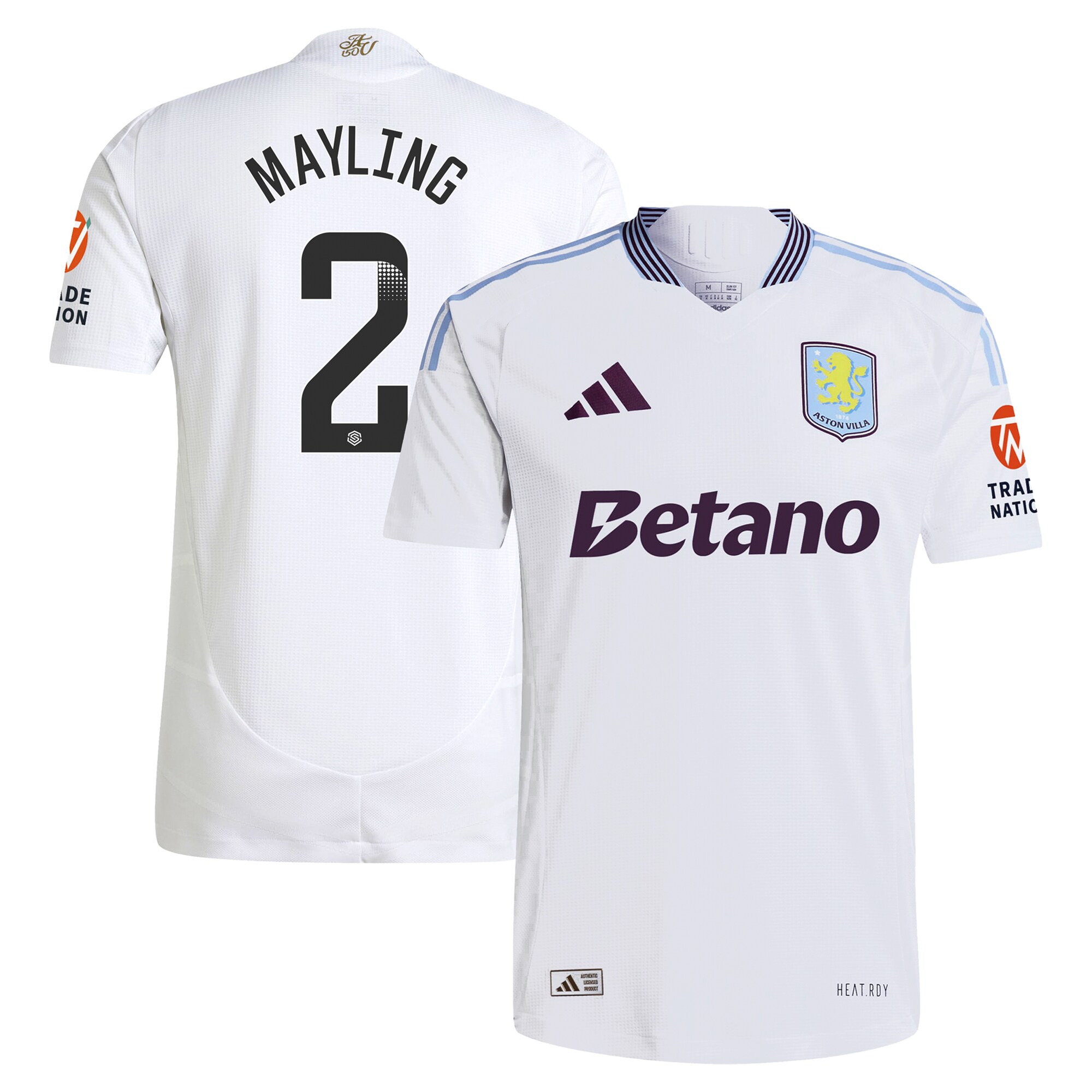 aston villa wsl adidas away authentic shirt 2024-25 with mayling 2 printing Collection | Official Aston Villa Shirts