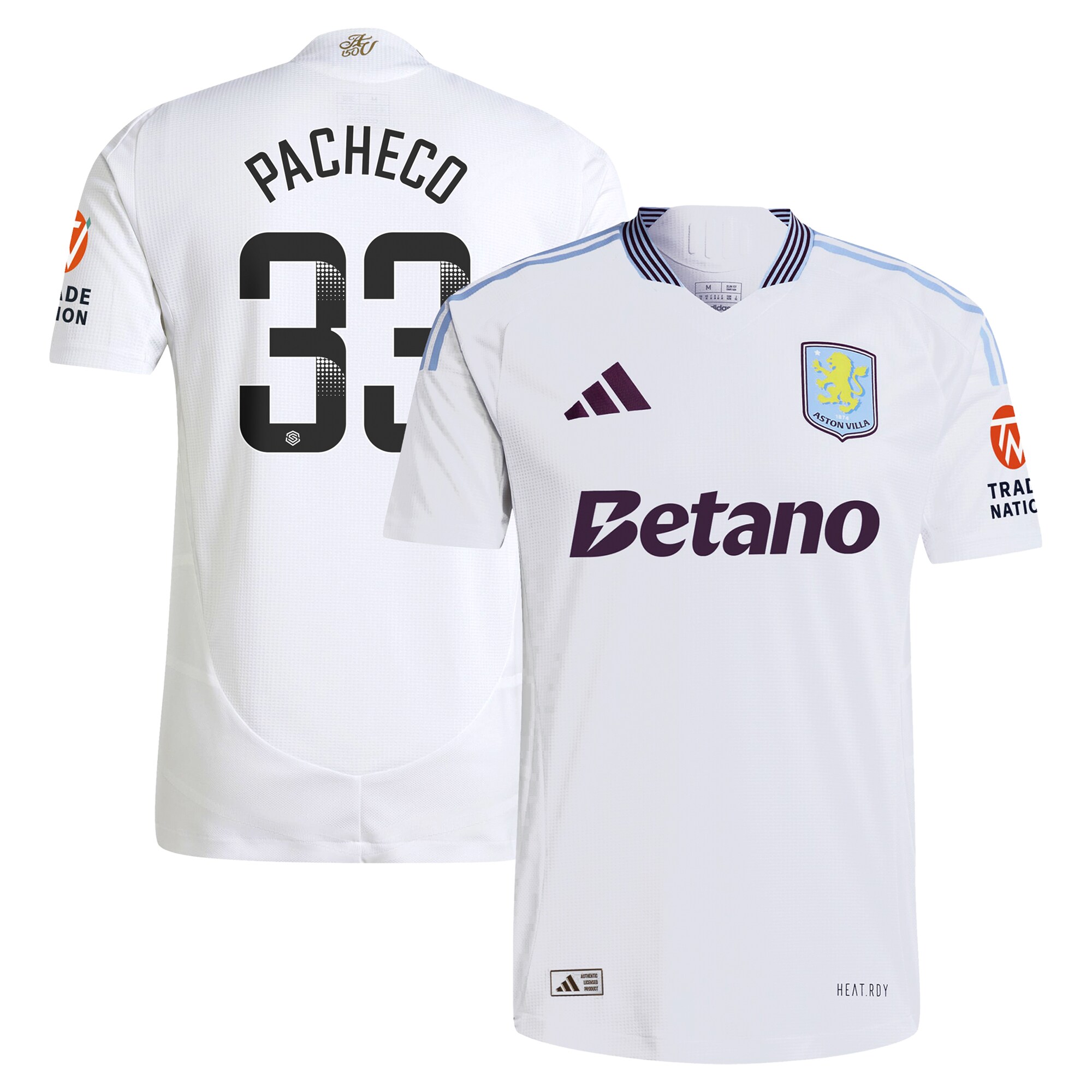 aston villa wsl adidas away authentic shirt 2024-25 with pacheco 33 printing Collection | Official Aston Villa Shirts