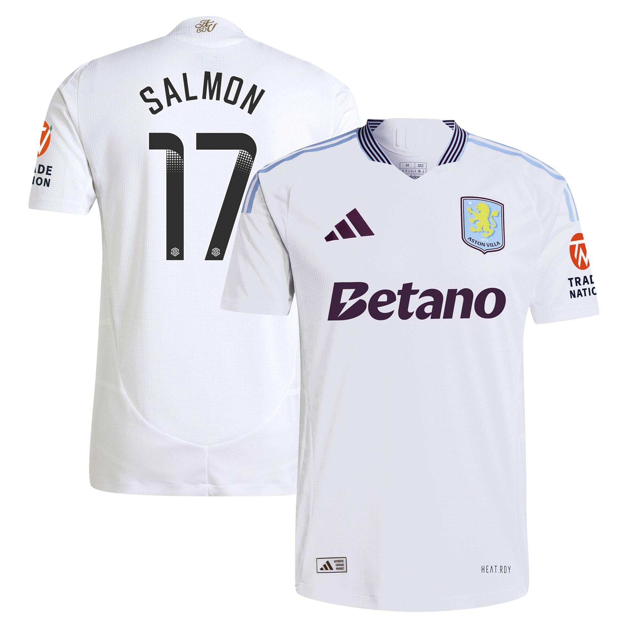 aston villa wsl adidas away authentic shirt 2024-25 with salmon 17 printing Collection | Official Aston Villa Shirts