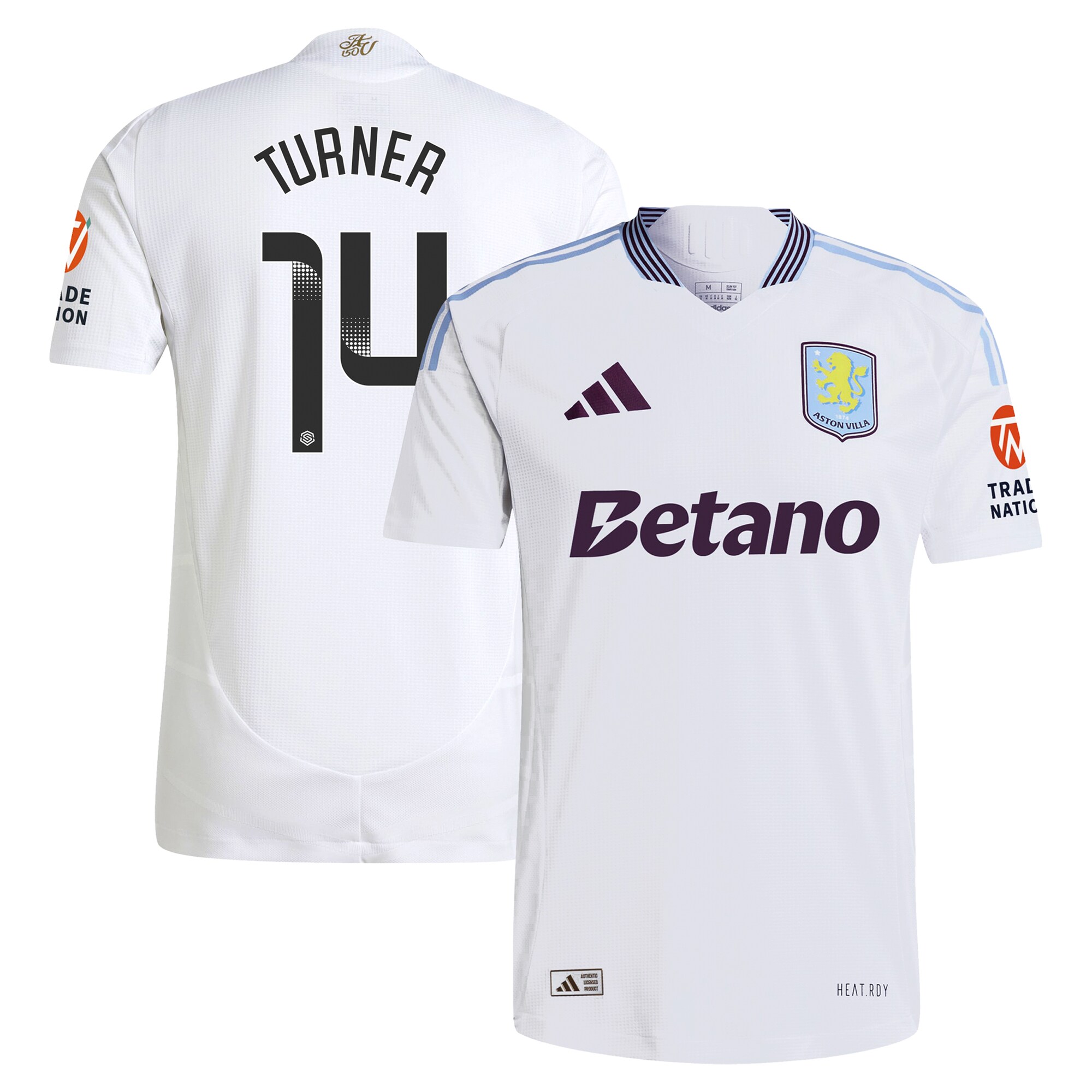 aston villa wsl adidas away authentic shirt 2024-25 with turner 14 printing Collection | Official Aston Villa Shirts