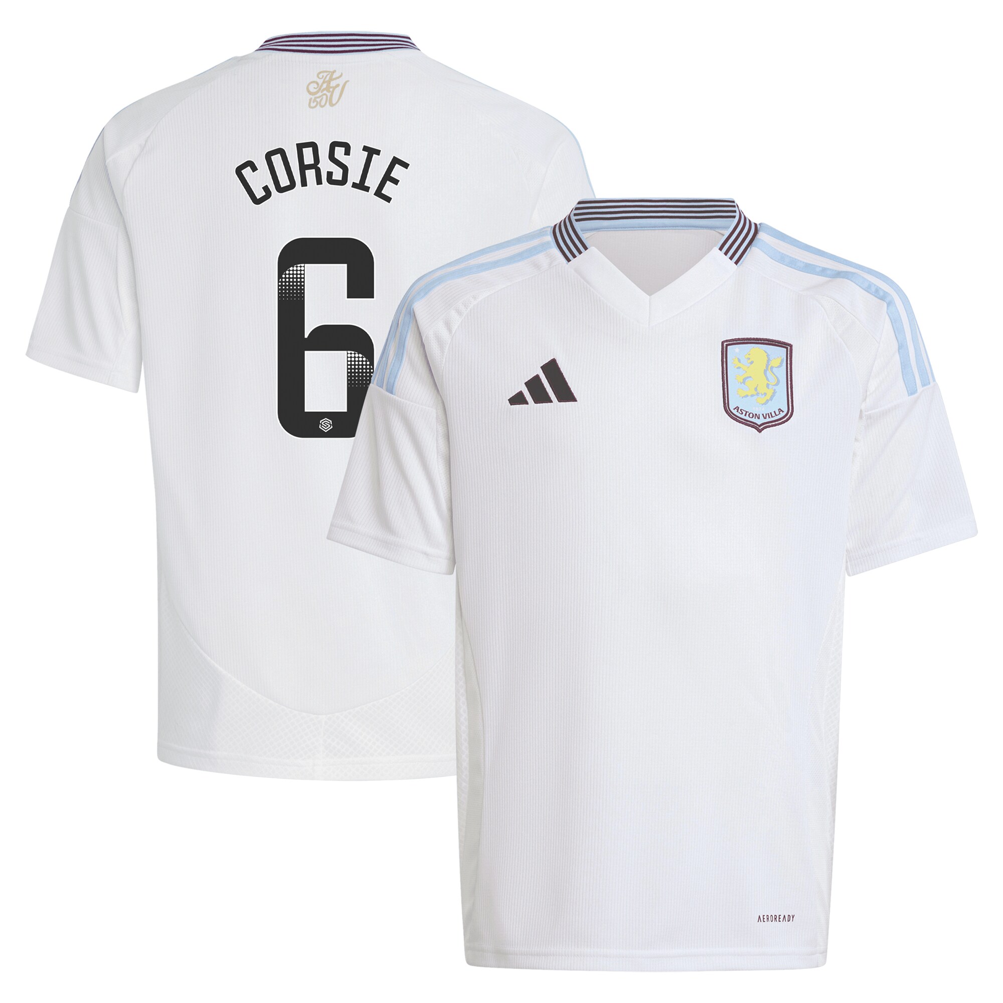 aston villa wsl adidas away shirt 2024-25 – kids with corsie 6 printing Collection | Official Aston Villa Shirts